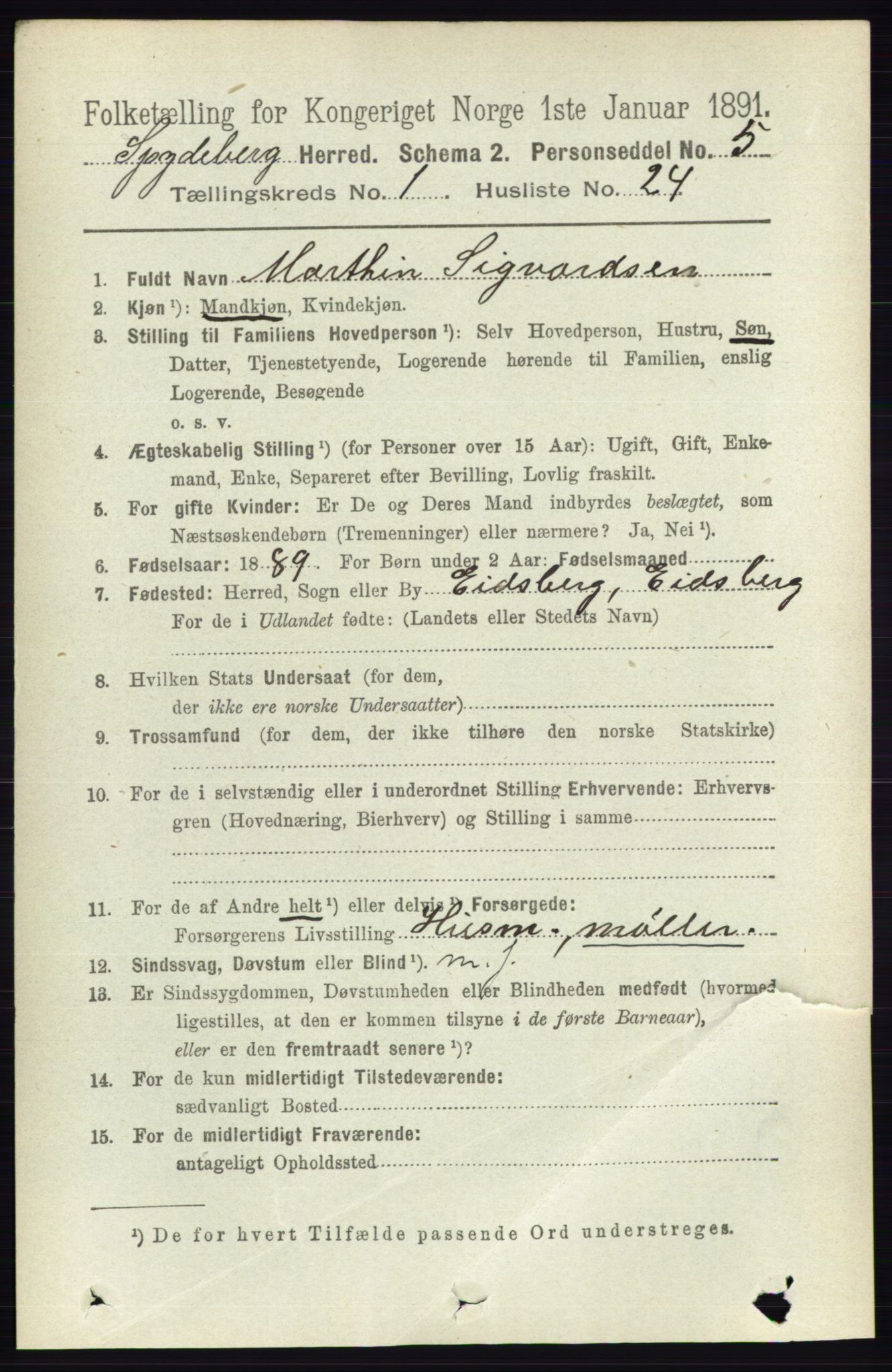 RA, Folketelling 1891 for 0123 Spydeberg herred, 1891, s. 298