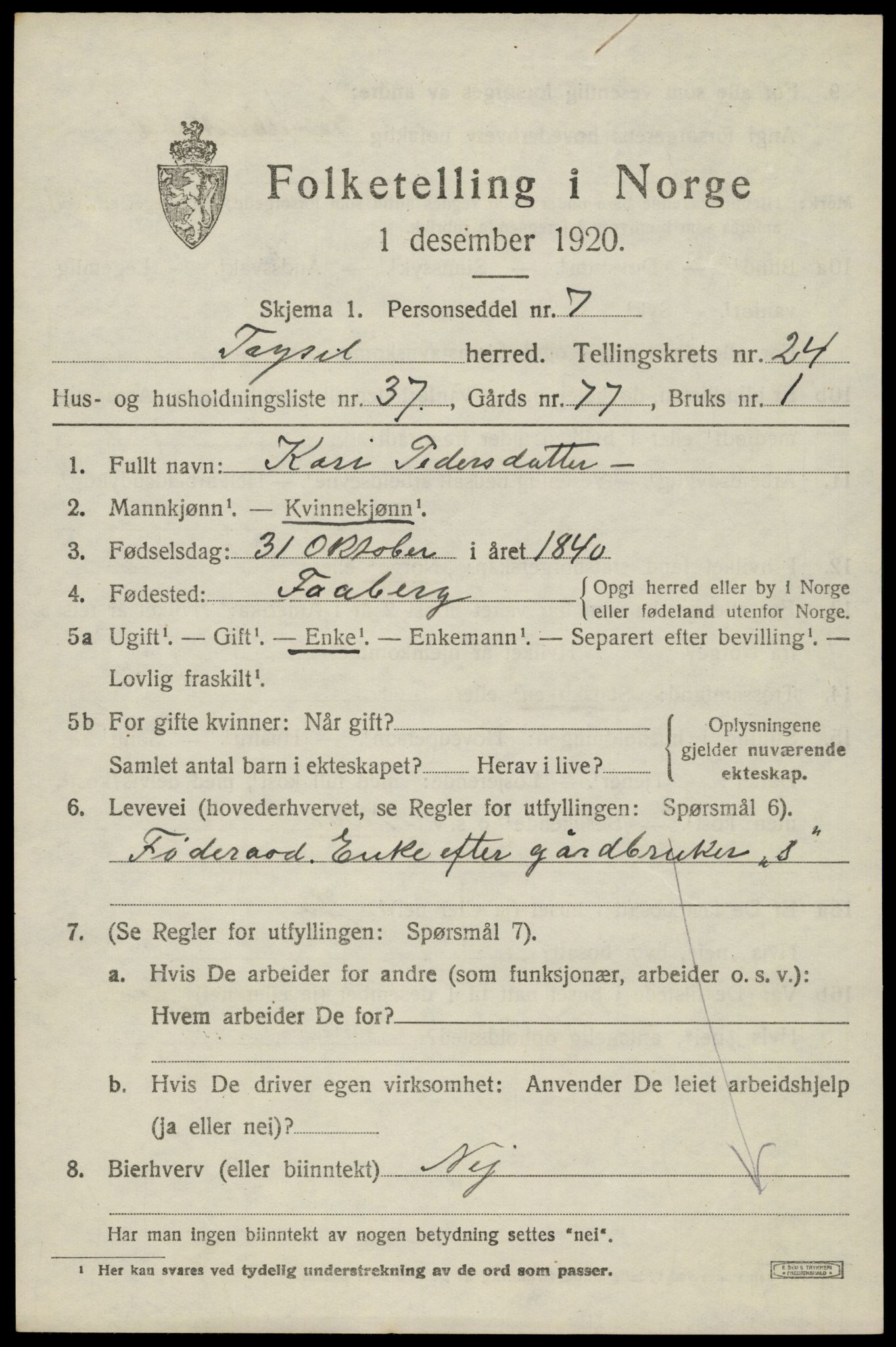 SAH, Folketelling 1920 for 0428 Trysil herred, 1920, s. 15677