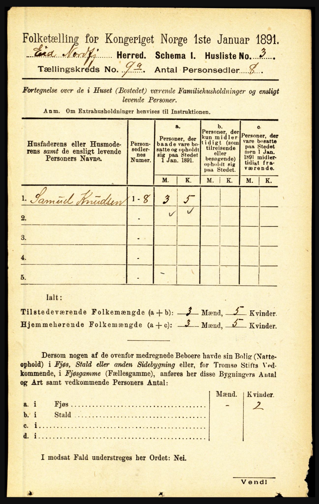 RA, Folketelling 1891 for 1443 Eid herred, 1891, s. 2149