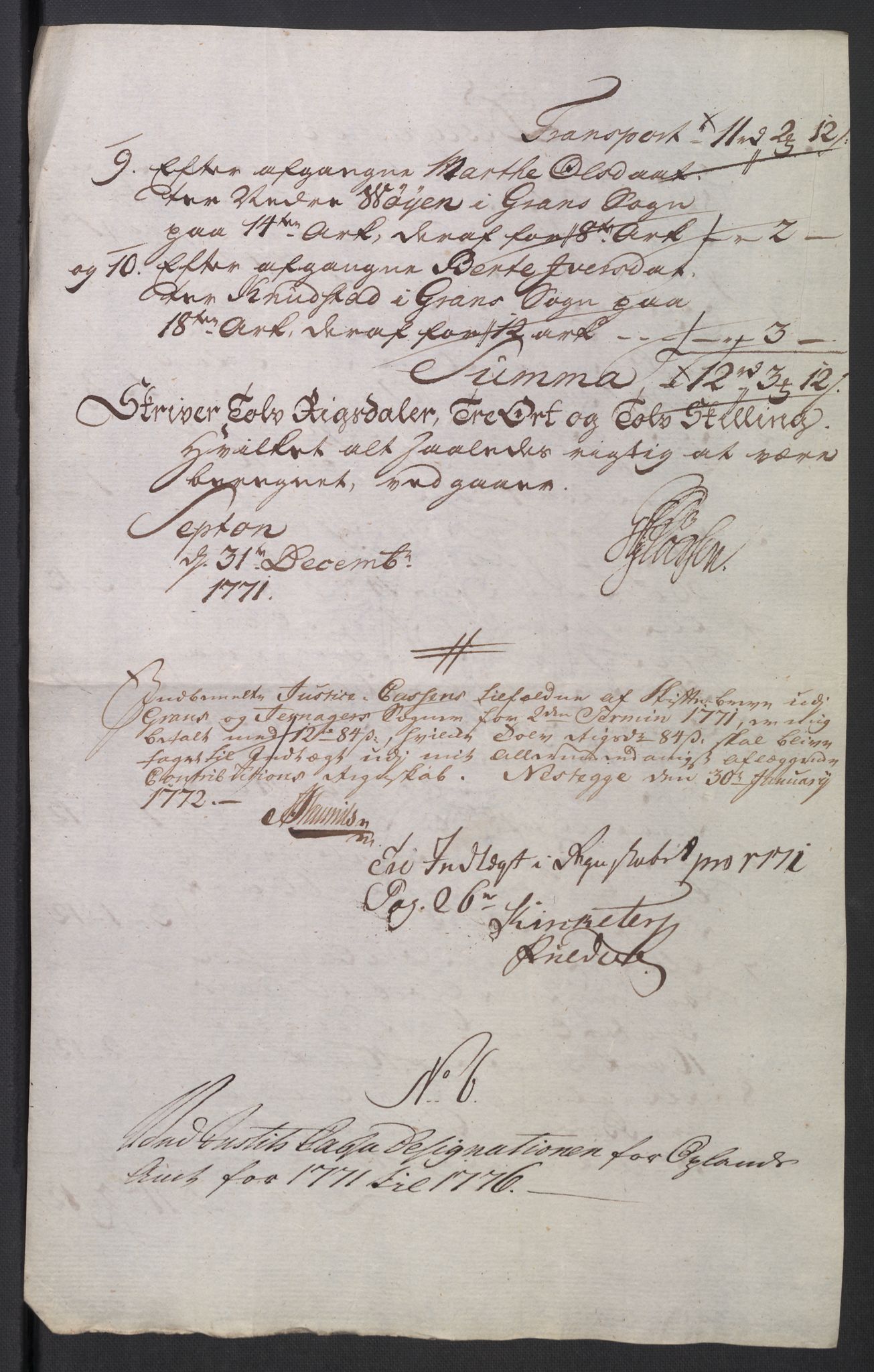Rentekammeret inntil 1814, Reviderte regnskaper, Mindre regnskaper, AV/RA-EA-4068/Rb/L0014: Opplands amt, 1771-1779, s. 317