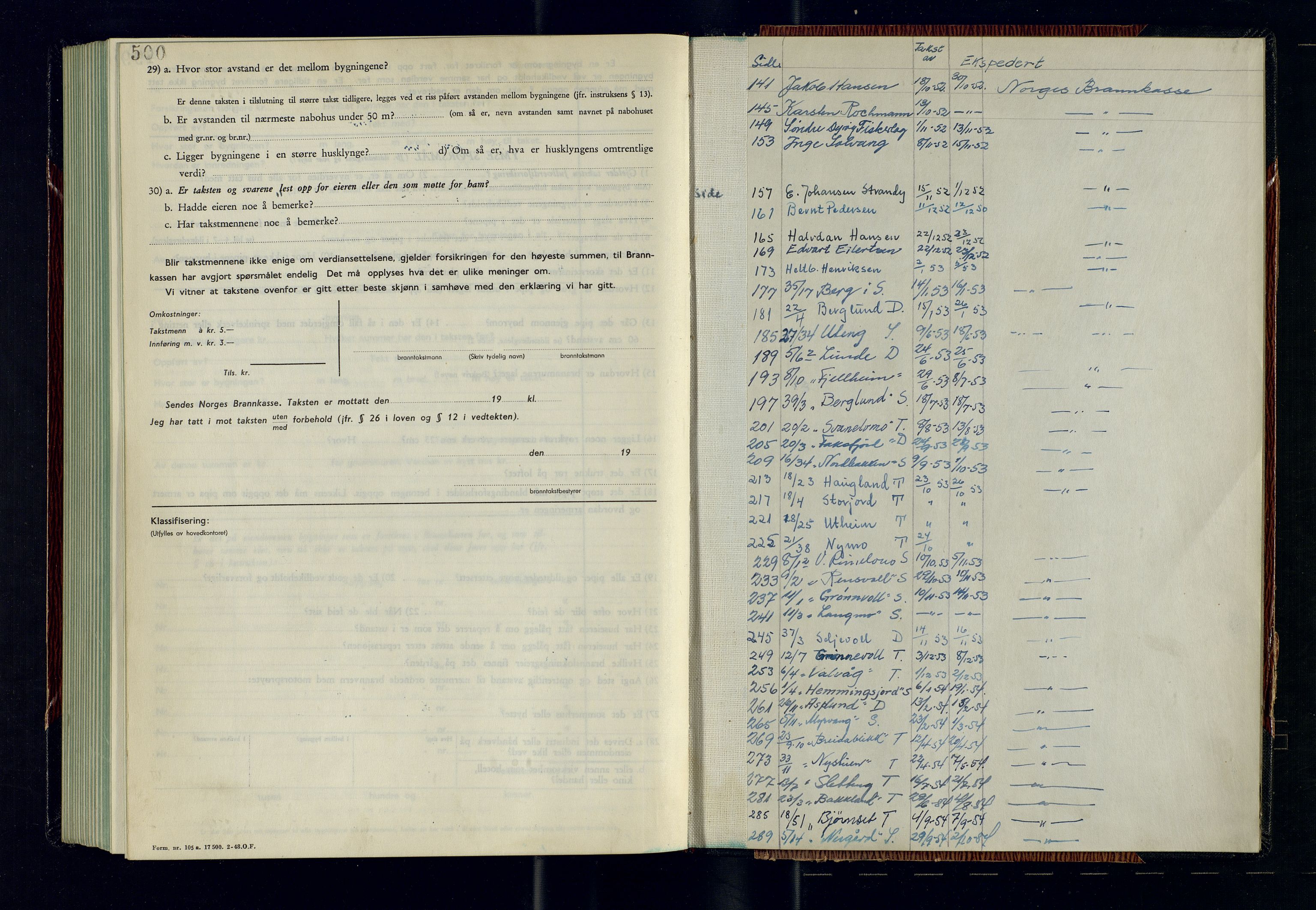 Tranøy lensmannskontor (Sørreisa lensmannskontor), SATØ/SATØ-46/1/F/Fq/Fqc/L0276: Branntakstprotokoller, 1951-1955