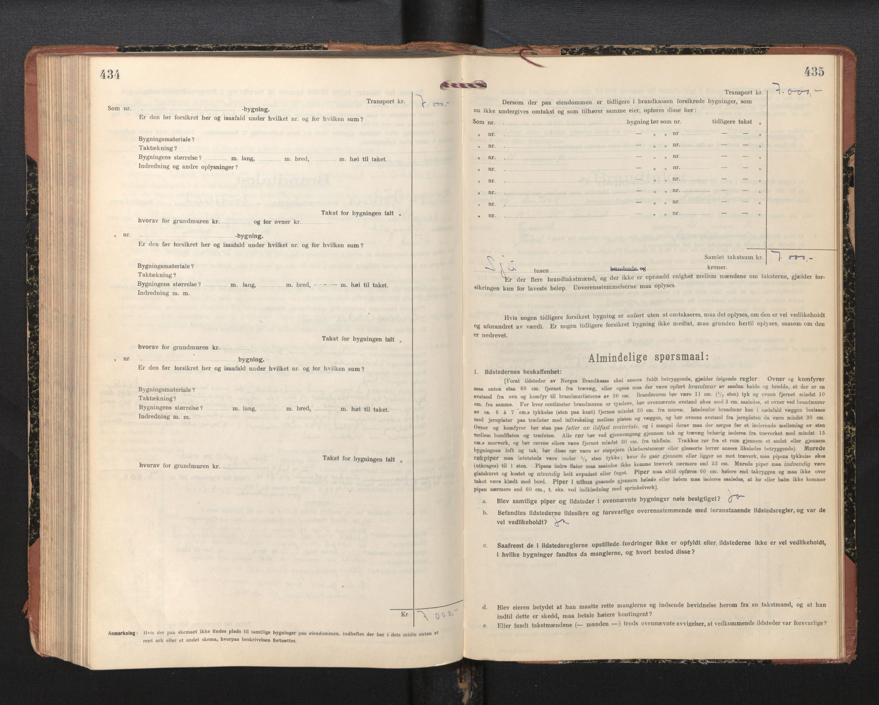 Lensmannen i Sund og Austevoll, SAB/A-35201/0012/L0004: Branntakstprotokoll, skjematakst, 1917-1949, s. 434-435