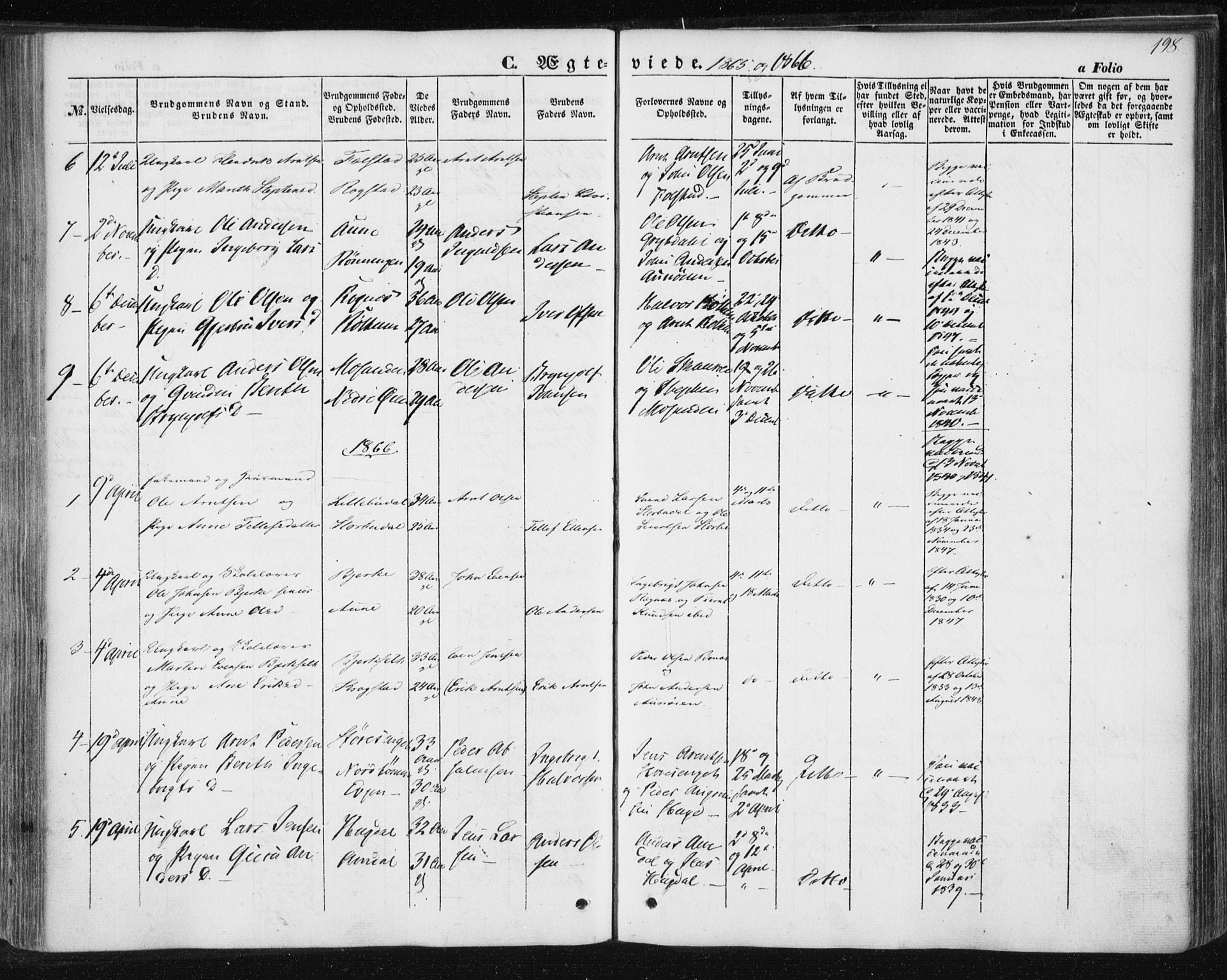 Ministerialprotokoller, klokkerbøker og fødselsregistre - Sør-Trøndelag, AV/SAT-A-1456/687/L1000: Ministerialbok nr. 687A06, 1848-1869, s. 198