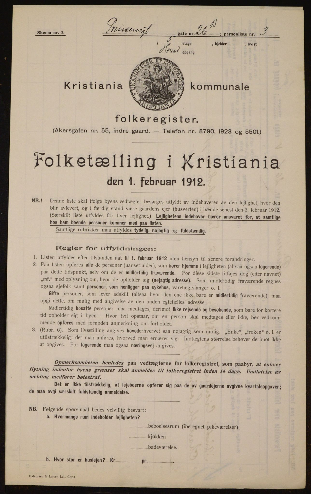 OBA, Kommunal folketelling 1.2.1912 for Kristiania, 1912, s. 81617