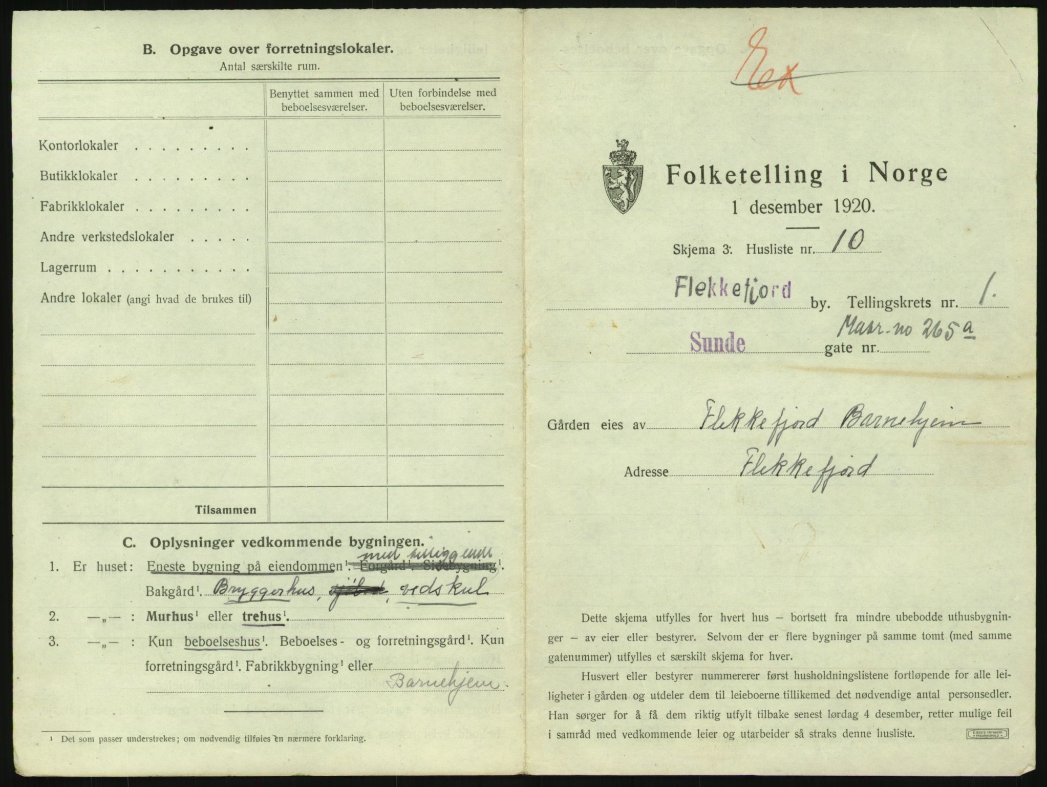 SAK, Folketelling 1920 for 1004 Flekkefjord kjøpstad, 1920, s. 50