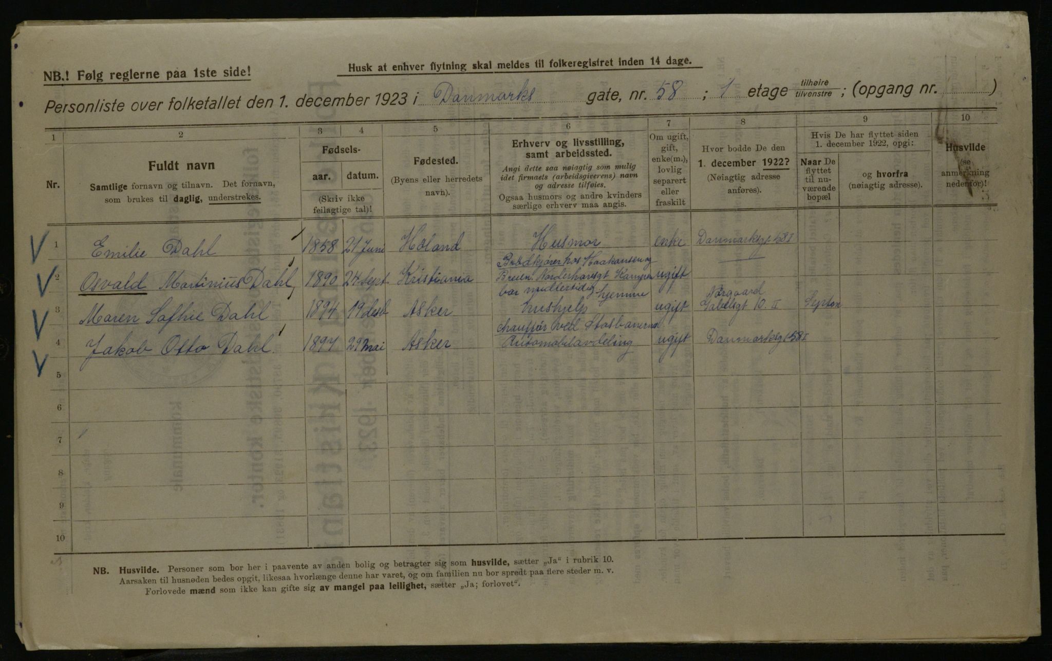 OBA, Kommunal folketelling 1.12.1923 for Kristiania, 1923, s. 16866