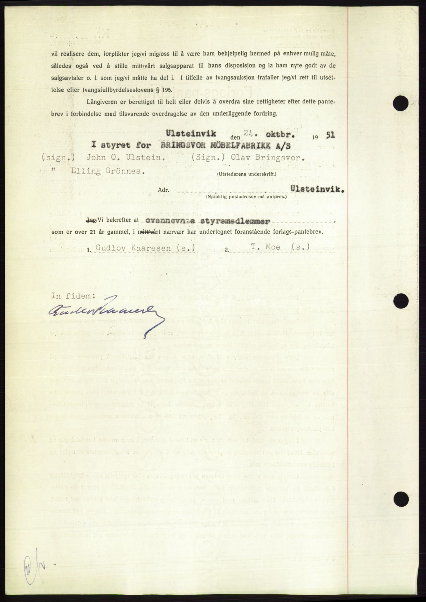 Søre Sunnmøre sorenskriveri, AV/SAT-A-4122/1/2/2C/L0120: Pantebok nr. 8B, 1951-1951, Dagboknr: 2210/1951