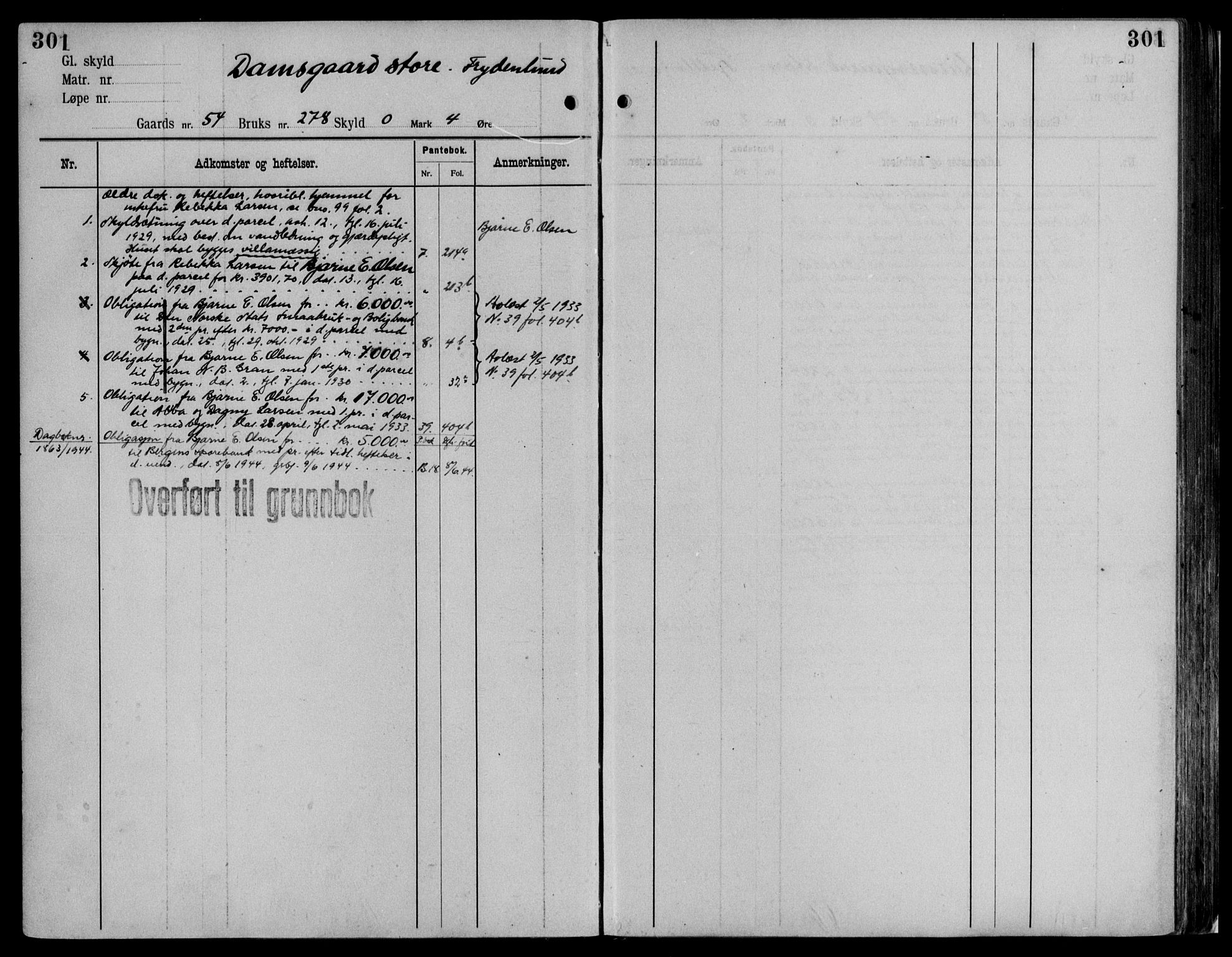 Midhordland sorenskriveri, AV/SAB-A-3001/1/G/Ga/Gab/L0116: Panteregister nr. II.A.b.116, s. 301