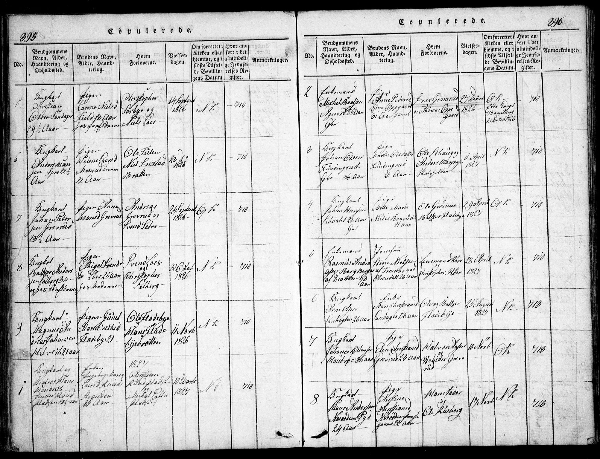 Nesodden prestekontor Kirkebøker, AV/SAO-A-10013/G/Ga/L0001: Klokkerbok nr. I 1, 1814-1847, s. 395-396