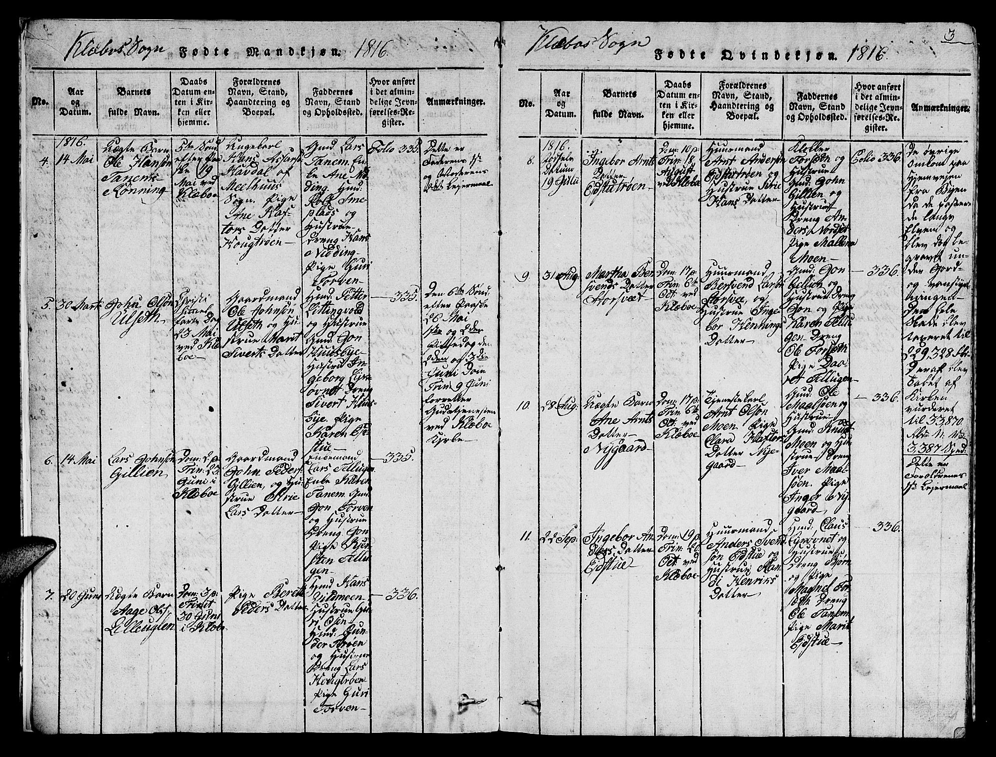 Ministerialprotokoller, klokkerbøker og fødselsregistre - Sør-Trøndelag, SAT/A-1456/618/L0450: Klokkerbok nr. 618C01, 1816-1865, s. 3