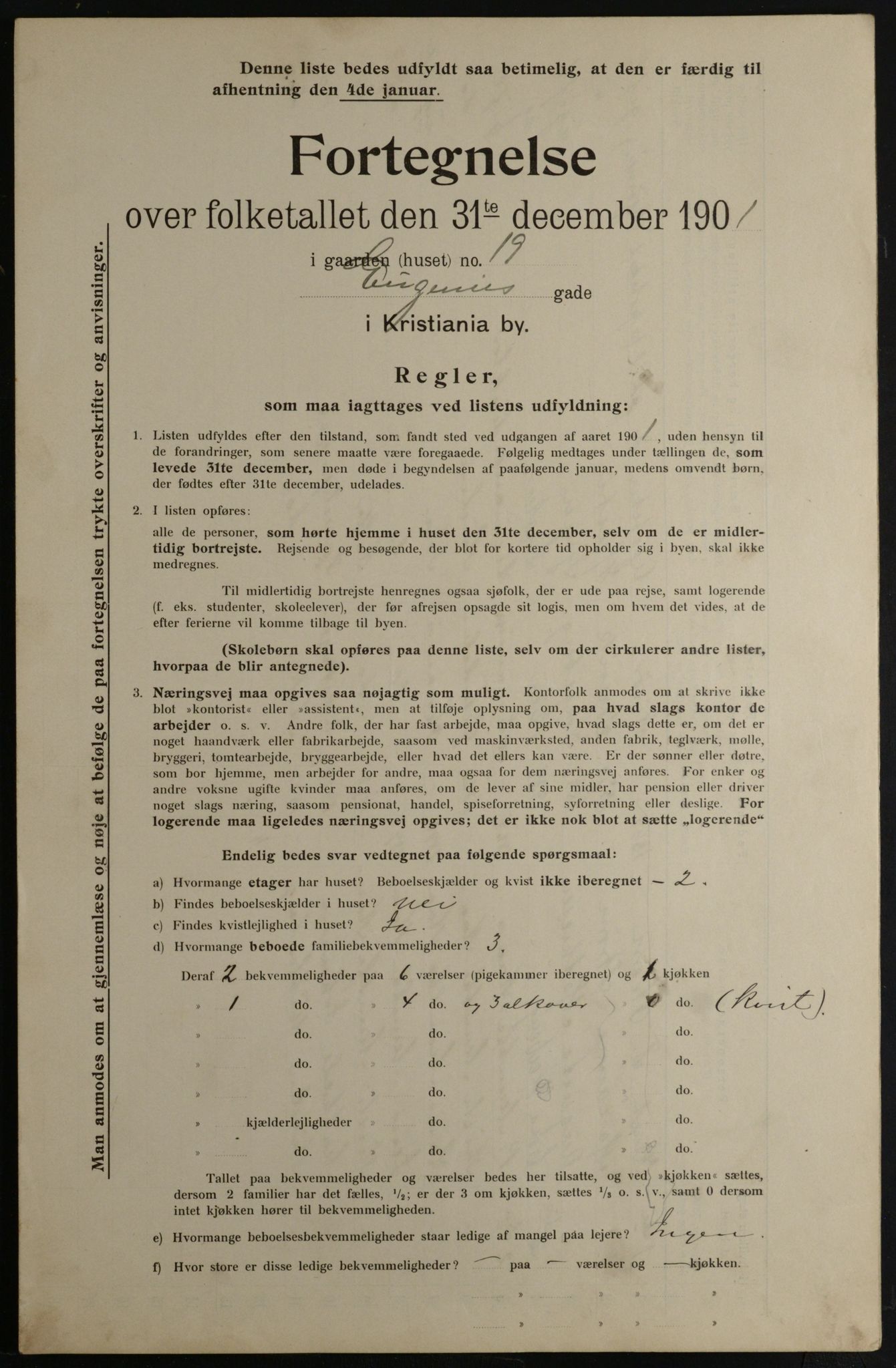 OBA, Kommunal folketelling 31.12.1901 for Kristiania kjøpstad, 1901, s. 3685