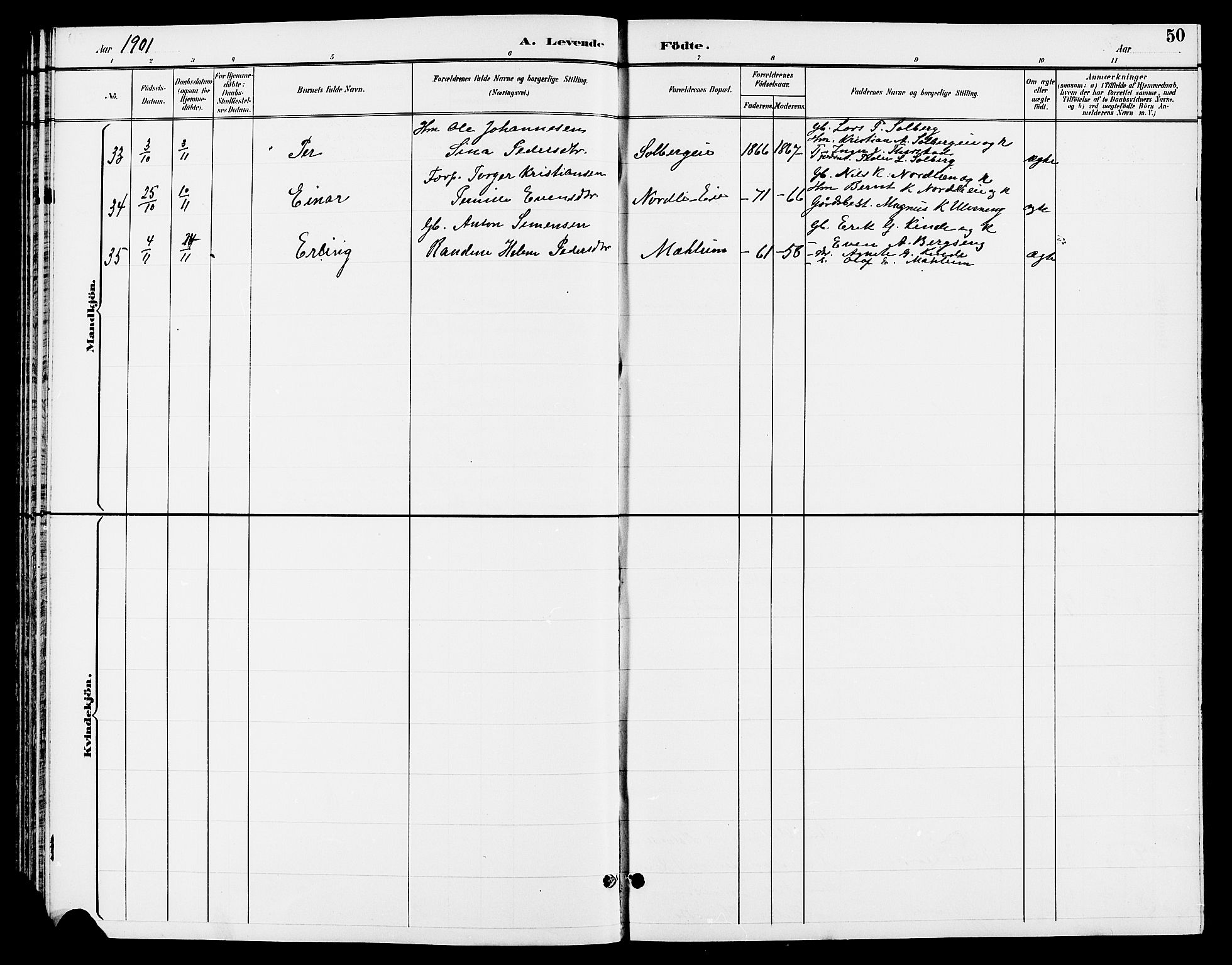 Ringsaker prestekontor, SAH/PREST-014/L/La/L0013: Klokkerbok nr. 13, 1891-1904, s. 50