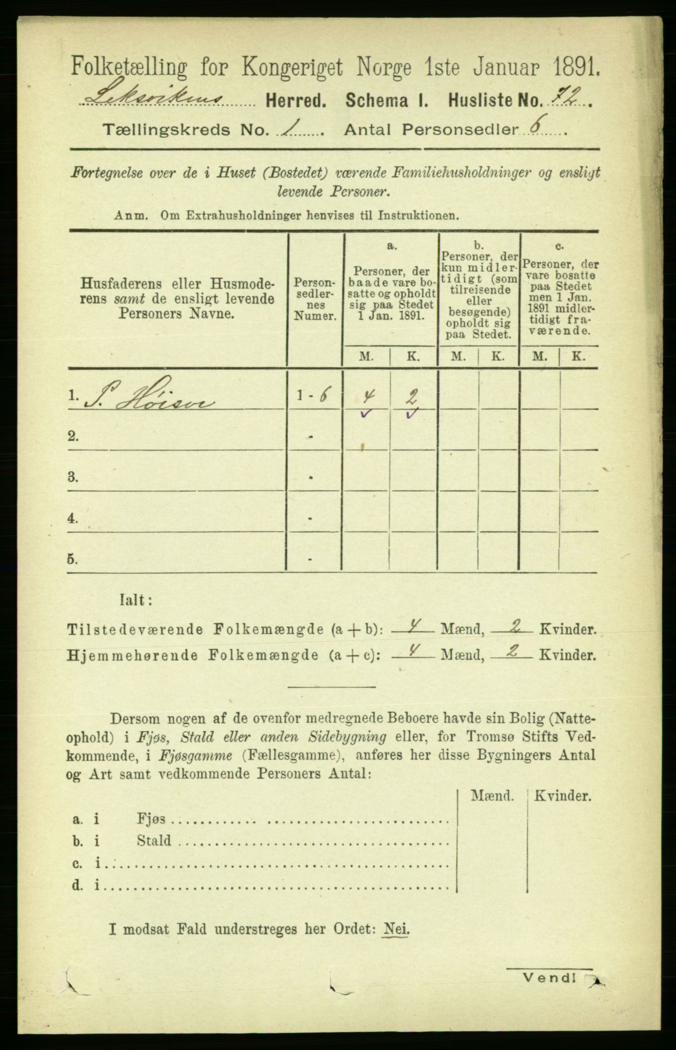 RA, Folketelling 1891 for 1718 Leksvik herred, 1891, s. 94