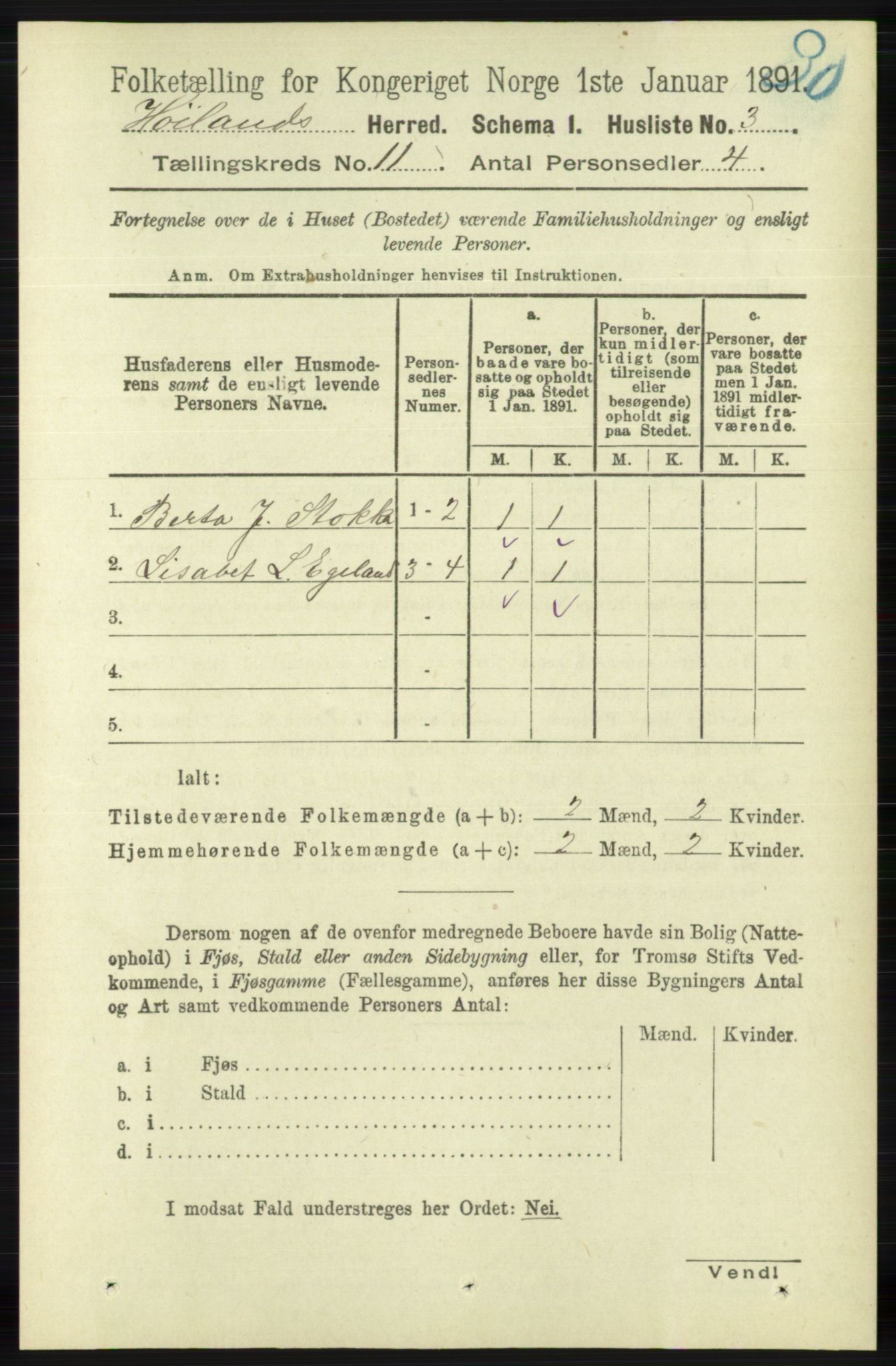 RA, Folketelling 1891 for 1123 Høyland herred, 1891, s. 4415