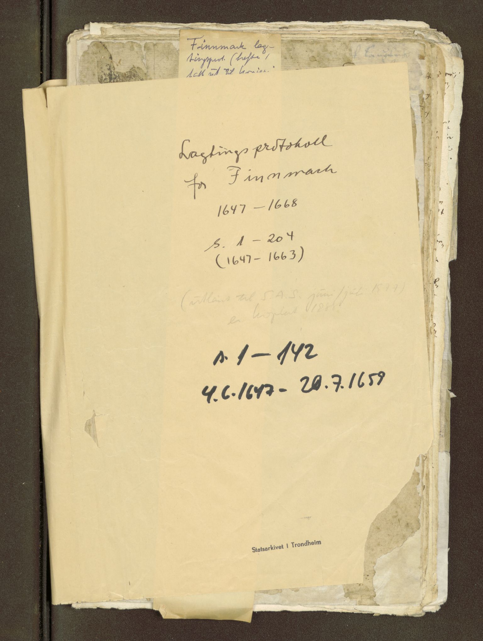 Nordland og Finnmarks lagstol, AV/SAT-A-5608/X/L0001: Lagtingsprotokoll , 1647-1668
