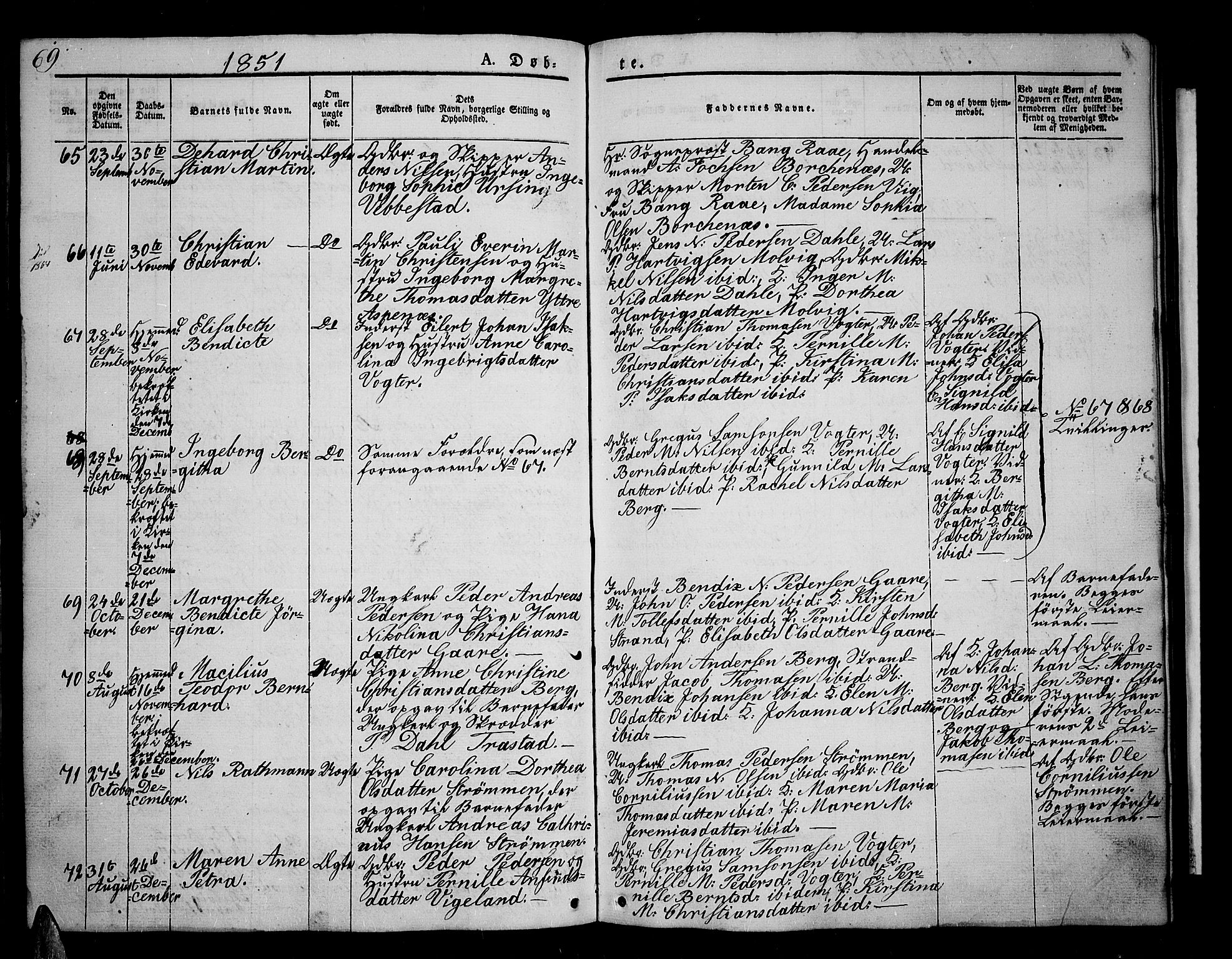 Kvæfjord sokneprestkontor, AV/SATØ-S-1323/G/Ga/Gab/L0002klokker: Klokkerbok nr. 2, 1841-1855, s. 69