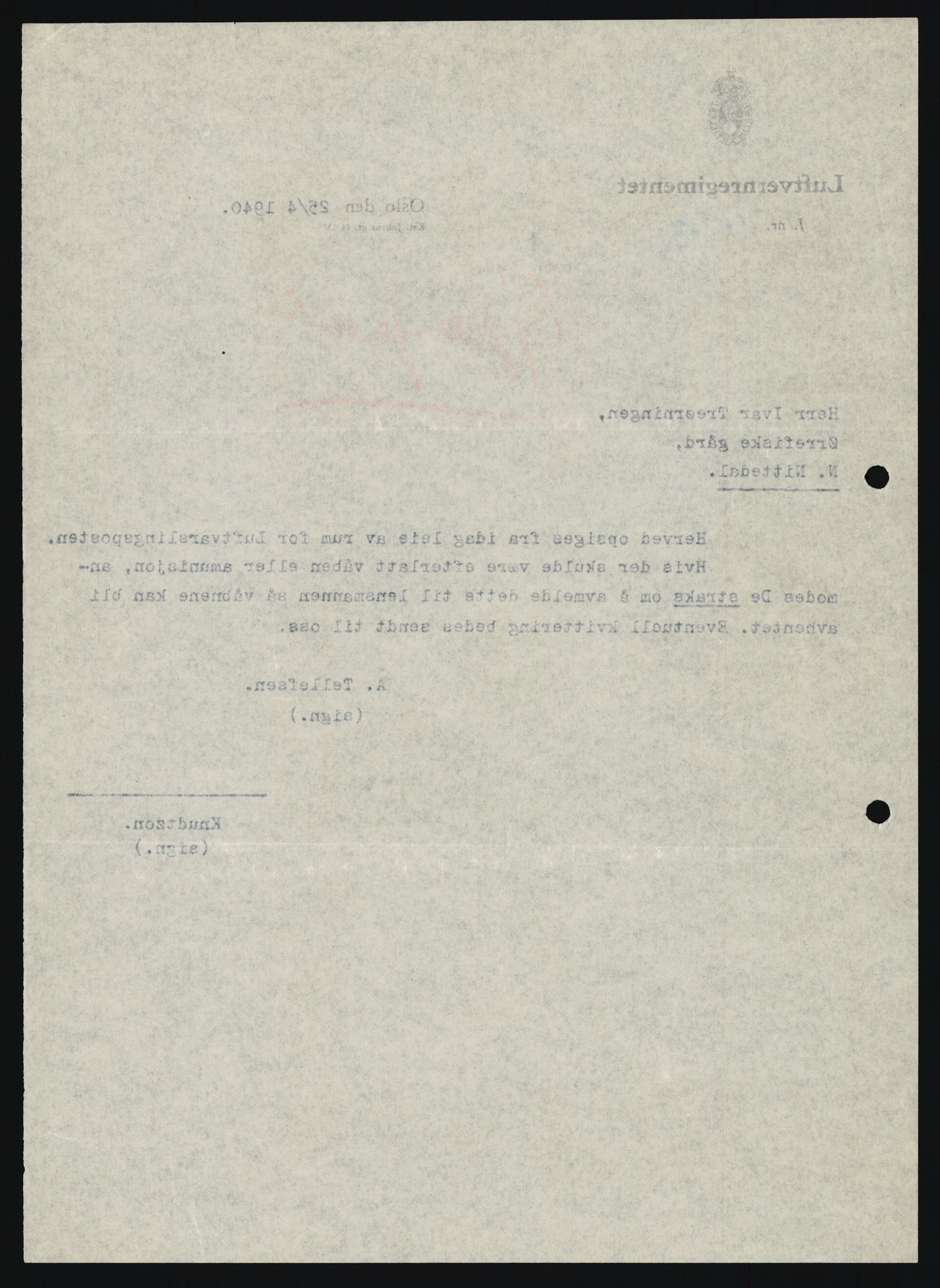 Forsvaret, Forsvarets krigshistoriske avdeling, AV/RA-RAFA-2017/Y/Yb/L0162: II-C-11-828  -  Luftvernet, 1940, s. 151