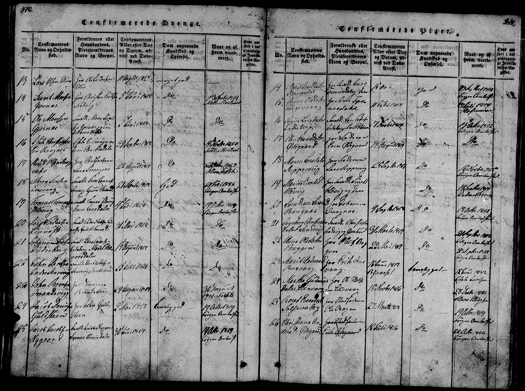Ministerialprotokoller, klokkerbøker og fødselsregistre - Møre og Romsdal, SAT/A-1454/581/L0933: Ministerialbok nr. 581A03 /1, 1819-1836, s. 510-511