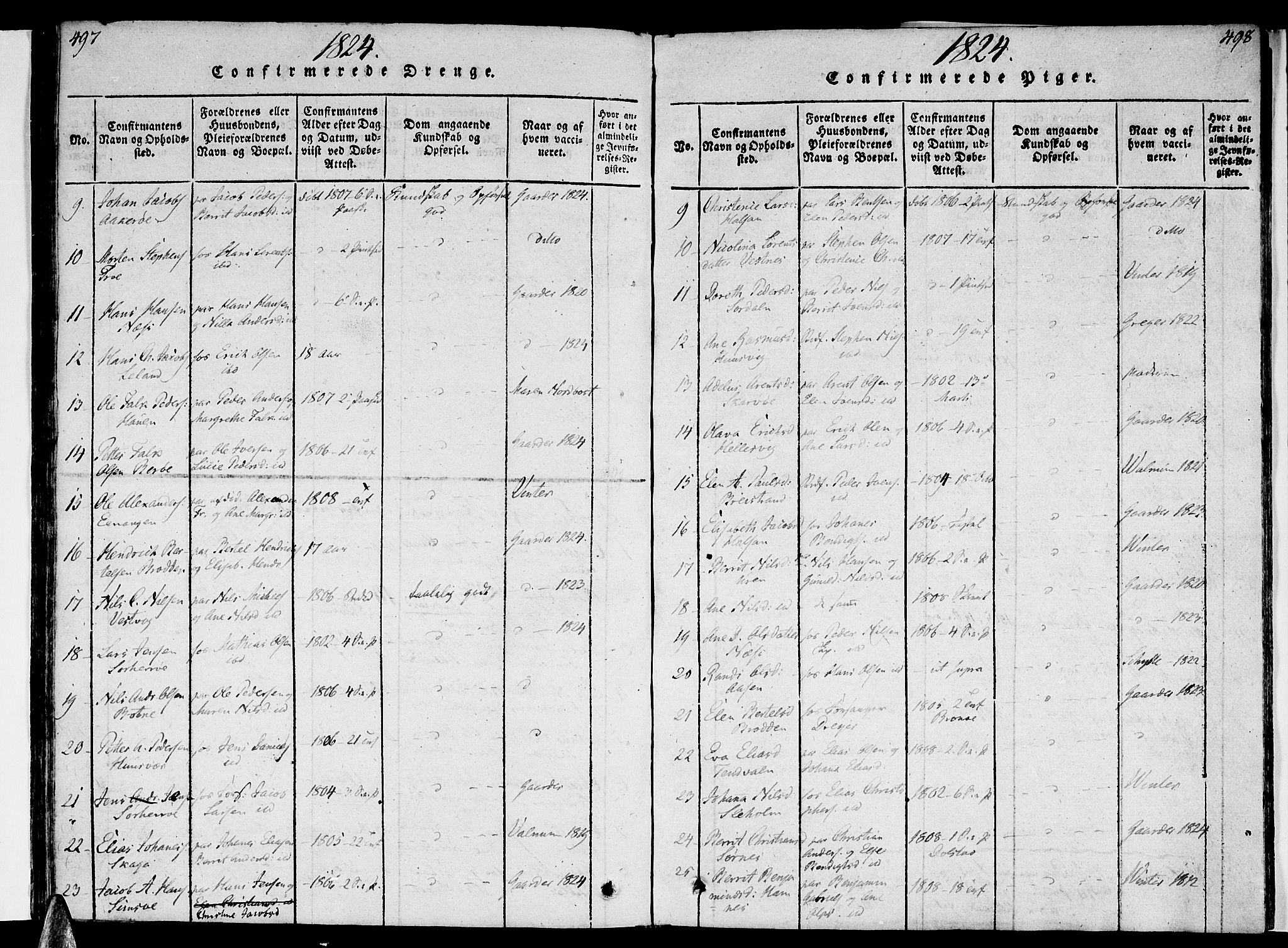 Ministerialprotokoller, klokkerbøker og fødselsregistre - Nordland, AV/SAT-A-1459/830/L0445: Ministerialbok nr. 830A09, 1820-1830, s. 497-498