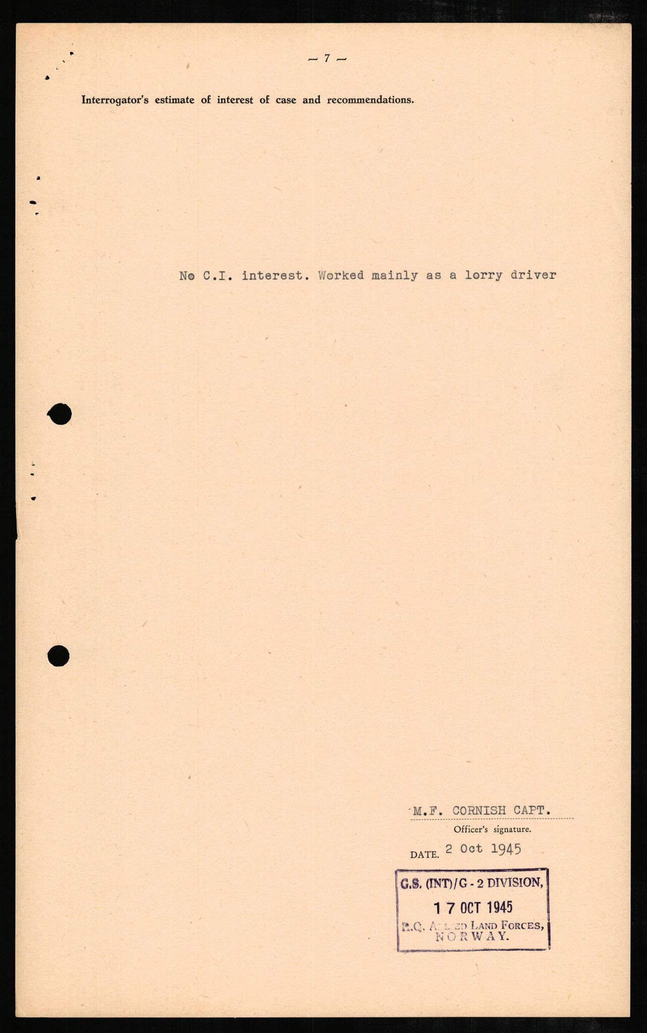 Forsvaret, Forsvarets overkommando II, AV/RA-RAFA-3915/D/Db/L0005: CI Questionaires. Tyske okkupasjonsstyrker i Norge. Tyskere., 1945-1946, s. 156