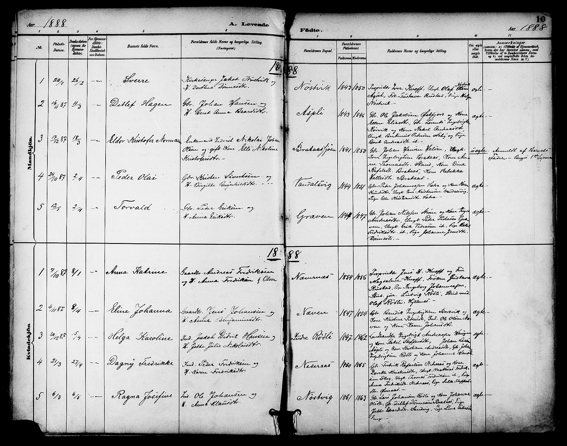 Ministerialprotokoller, klokkerbøker og fødselsregistre - Nordland, AV/SAT-A-1459/814/L0226: Ministerialbok nr. 814A07, 1886-1898, s. 10