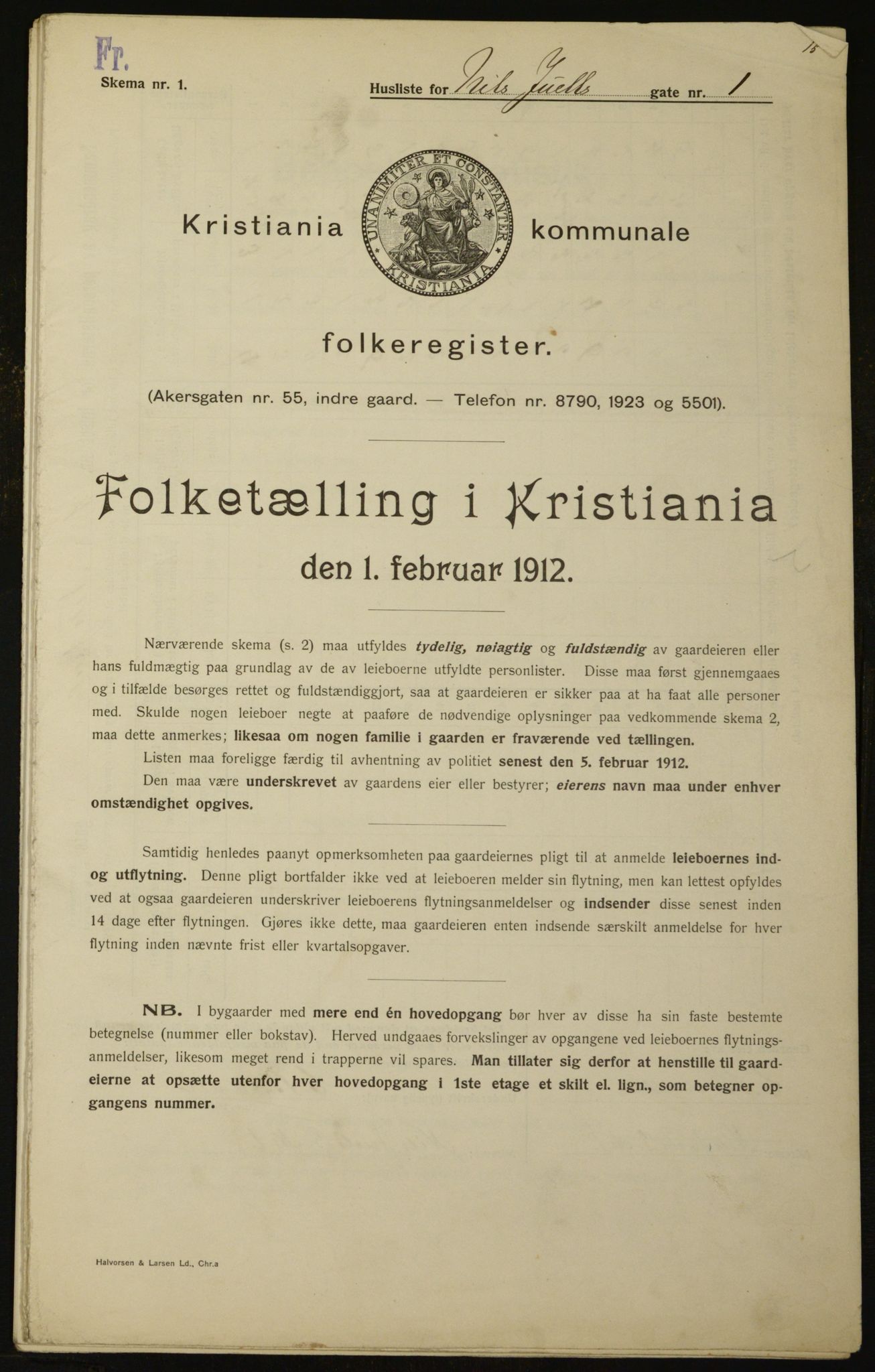 OBA, Kommunal folketelling 1.2.1912 for Kristiania, 1912, s. 70720