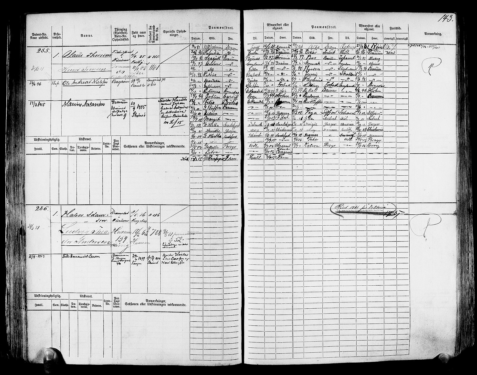 Drammen innrulleringsdistrikt, AV/SAKO-A-781/F/Fc/L0001: Hovedrulle, 1868, s. 147