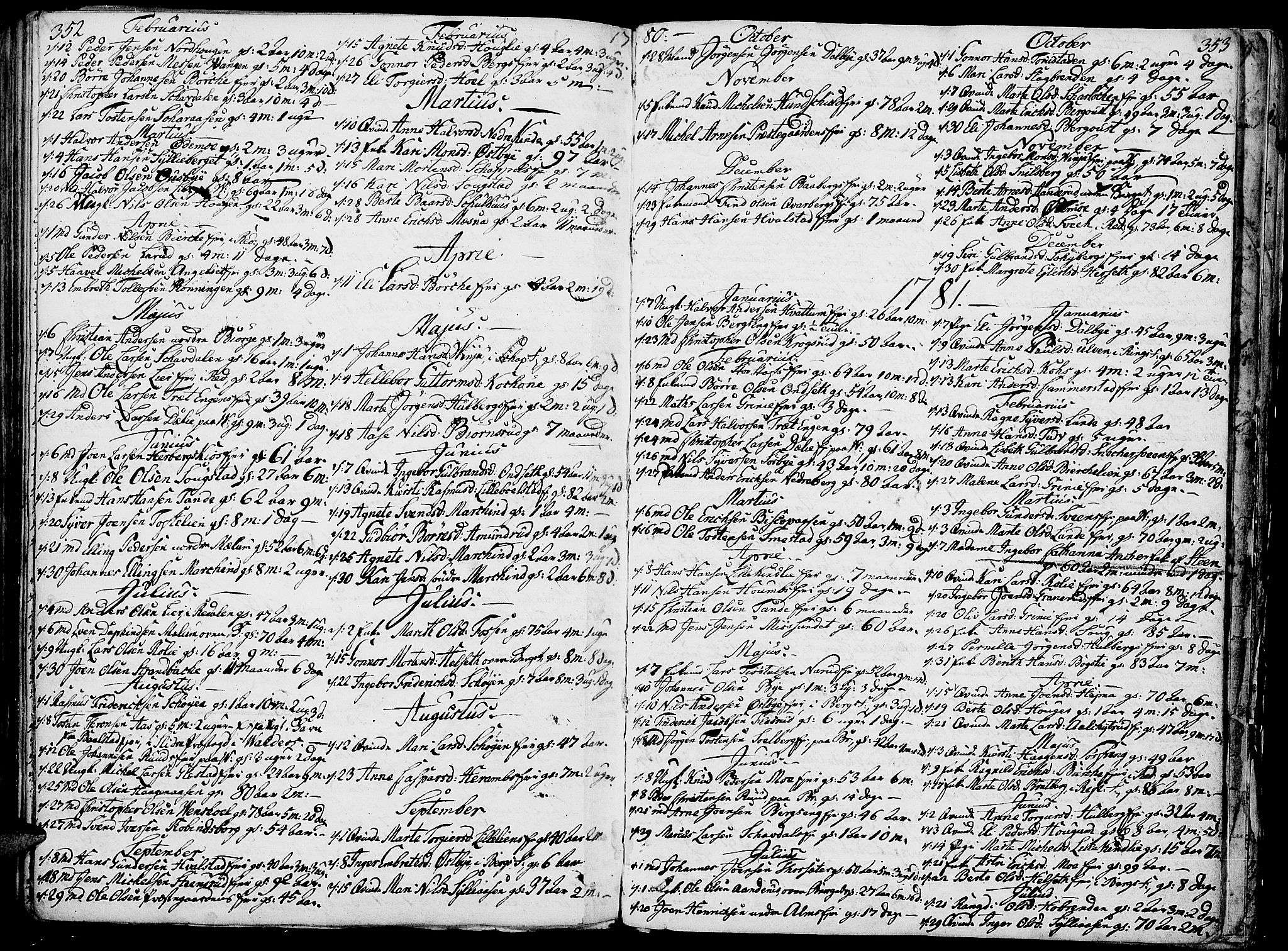 Ringsaker prestekontor, AV/SAH-PREST-014/K/Ka/L0003: Ministerialbok nr. 3, 1775-1798, s. 352-353