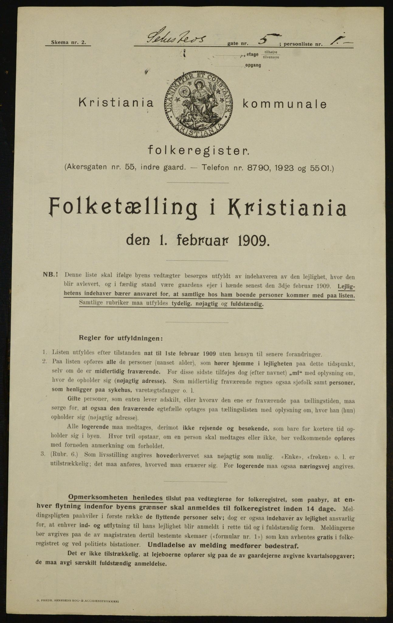 OBA, Kommunal folketelling 1.2.1909 for Kristiania kjøpstad, 1909, s. 85157