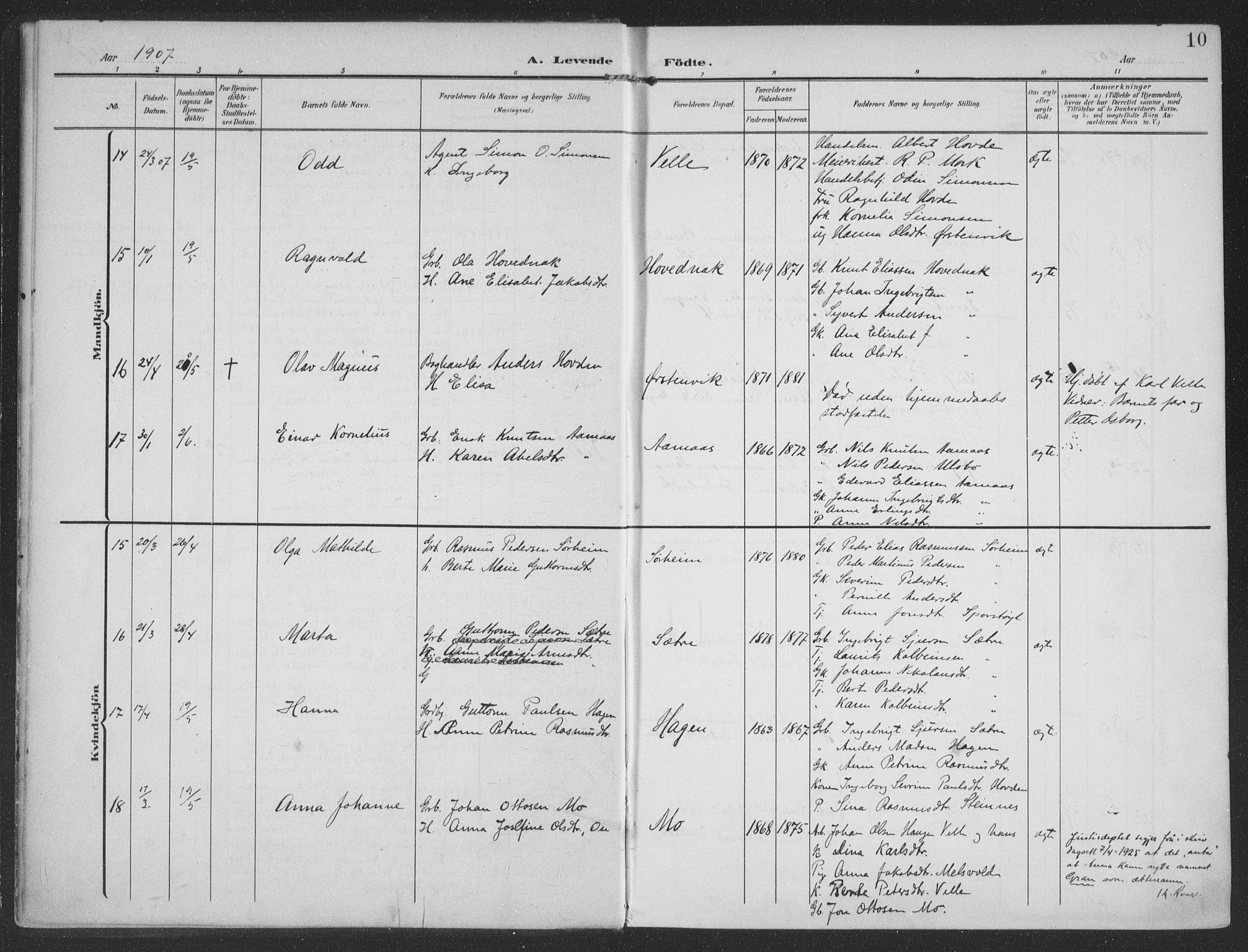 Ministerialprotokoller, klokkerbøker og fødselsregistre - Møre og Romsdal, AV/SAT-A-1454/513/L0178: Ministerialbok nr. 513A05, 1906-1919, s. 10