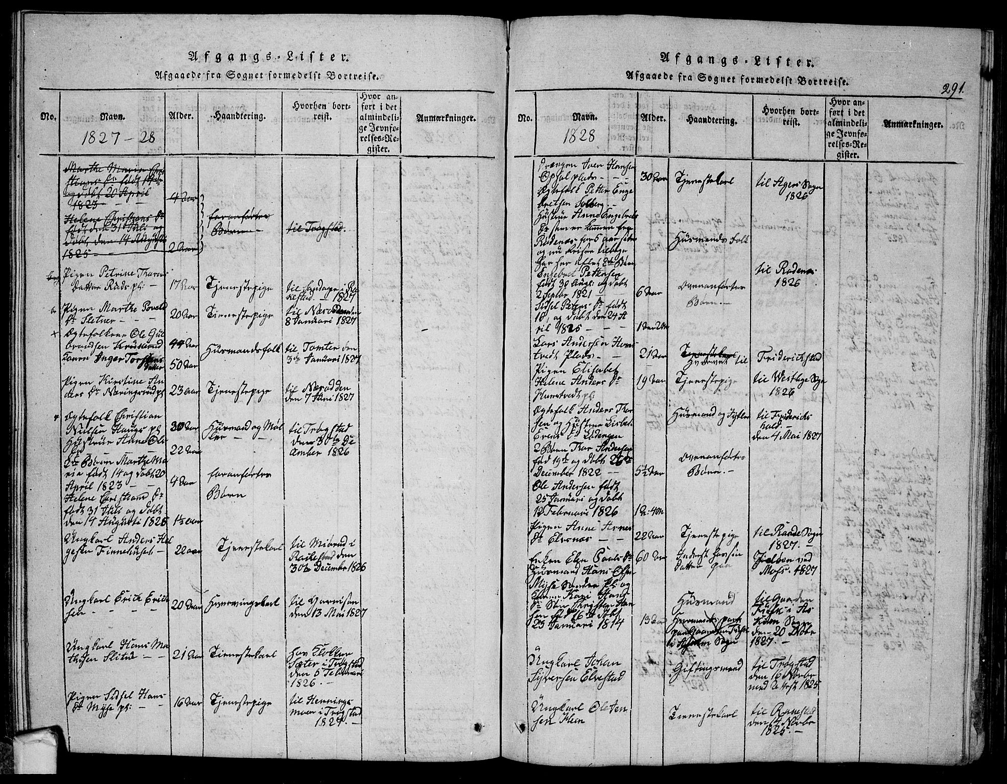 Eidsberg prestekontor Kirkebøker, SAO/A-10905/G/Ga/L0001: Klokkerbok nr. I 1, 1814-1831, s. 291