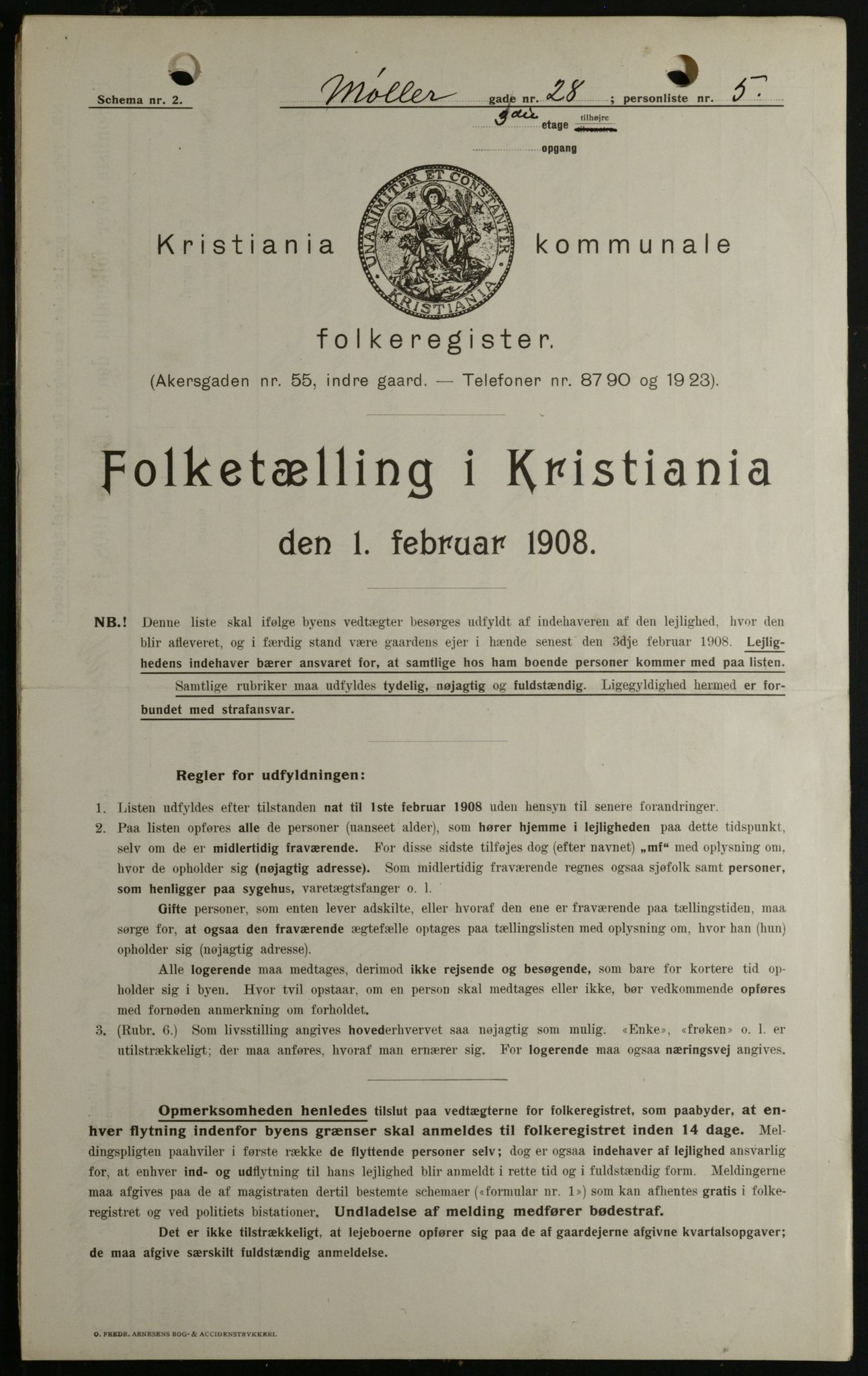 OBA, Kommunal folketelling 1.2.1908 for Kristiania kjøpstad, 1908, s. 61498