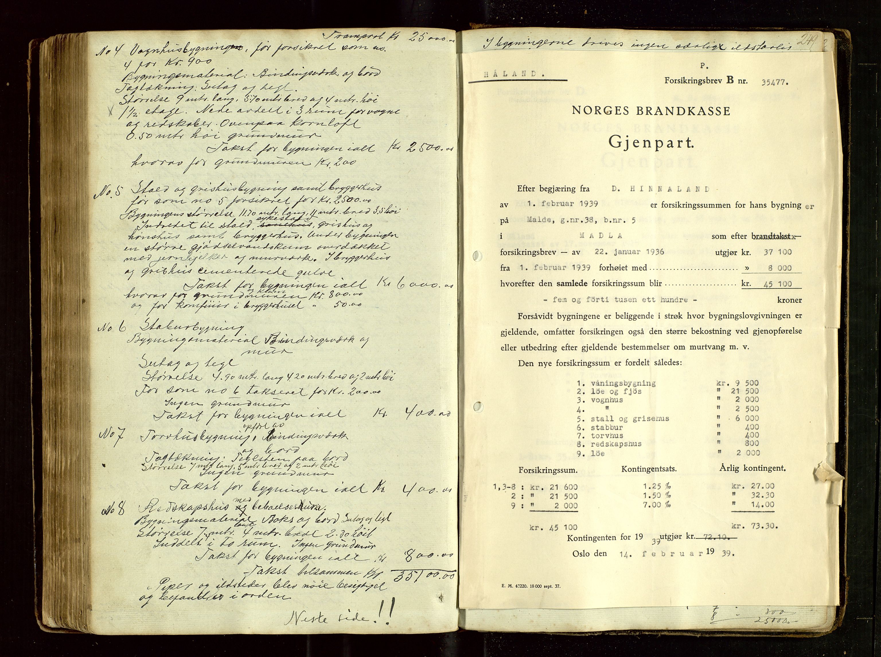 Håland lensmannskontor, SAST/A-100100/Go/L0002: Branntakstprotokoll for Sole tinglag, 1846-1916, s. 248b-249a