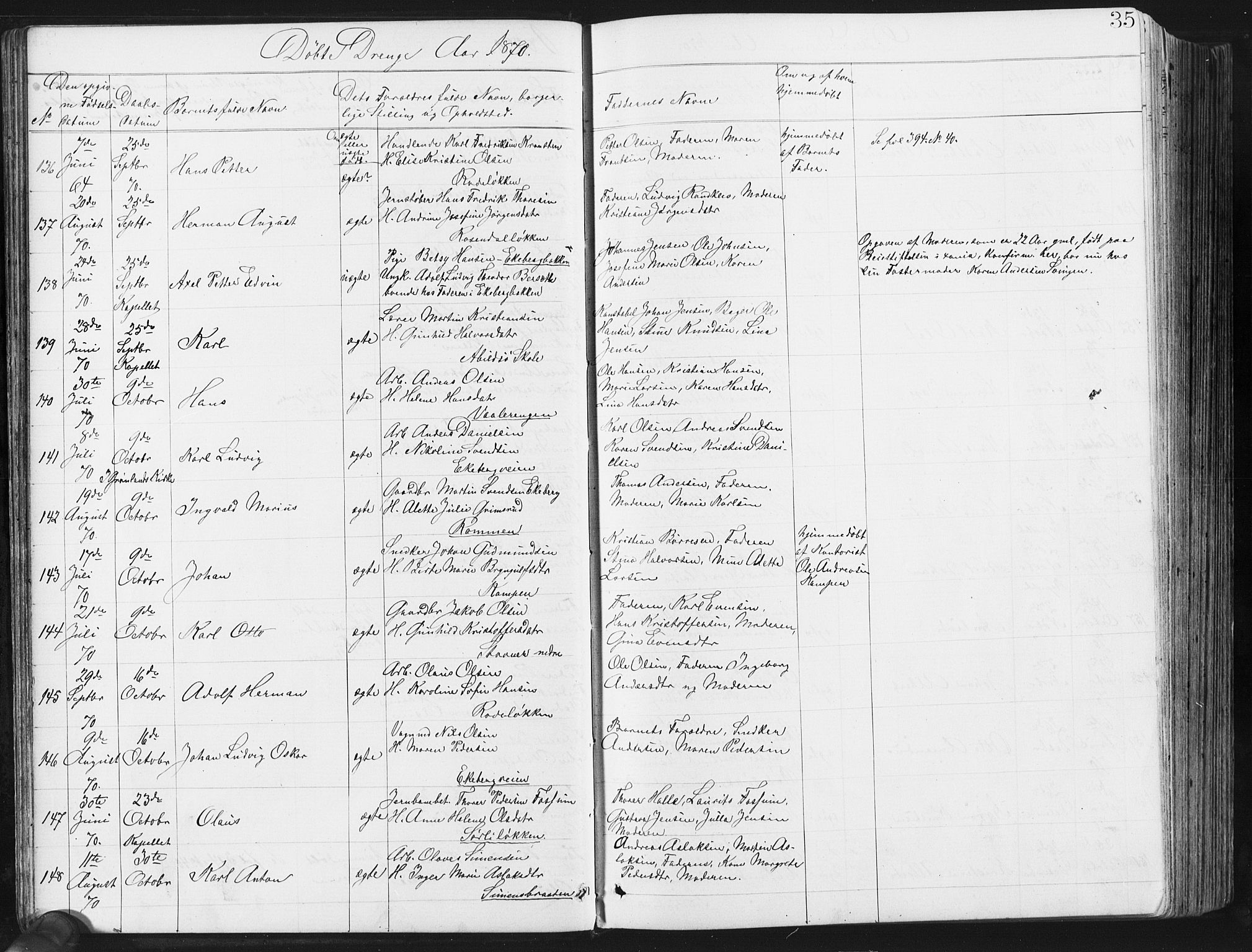 Østre Aker prestekontor Kirkebøker, AV/SAO-A-10840/G/Ga/L0003: Klokkerbok nr. I 3, 1868-1913, s. 35