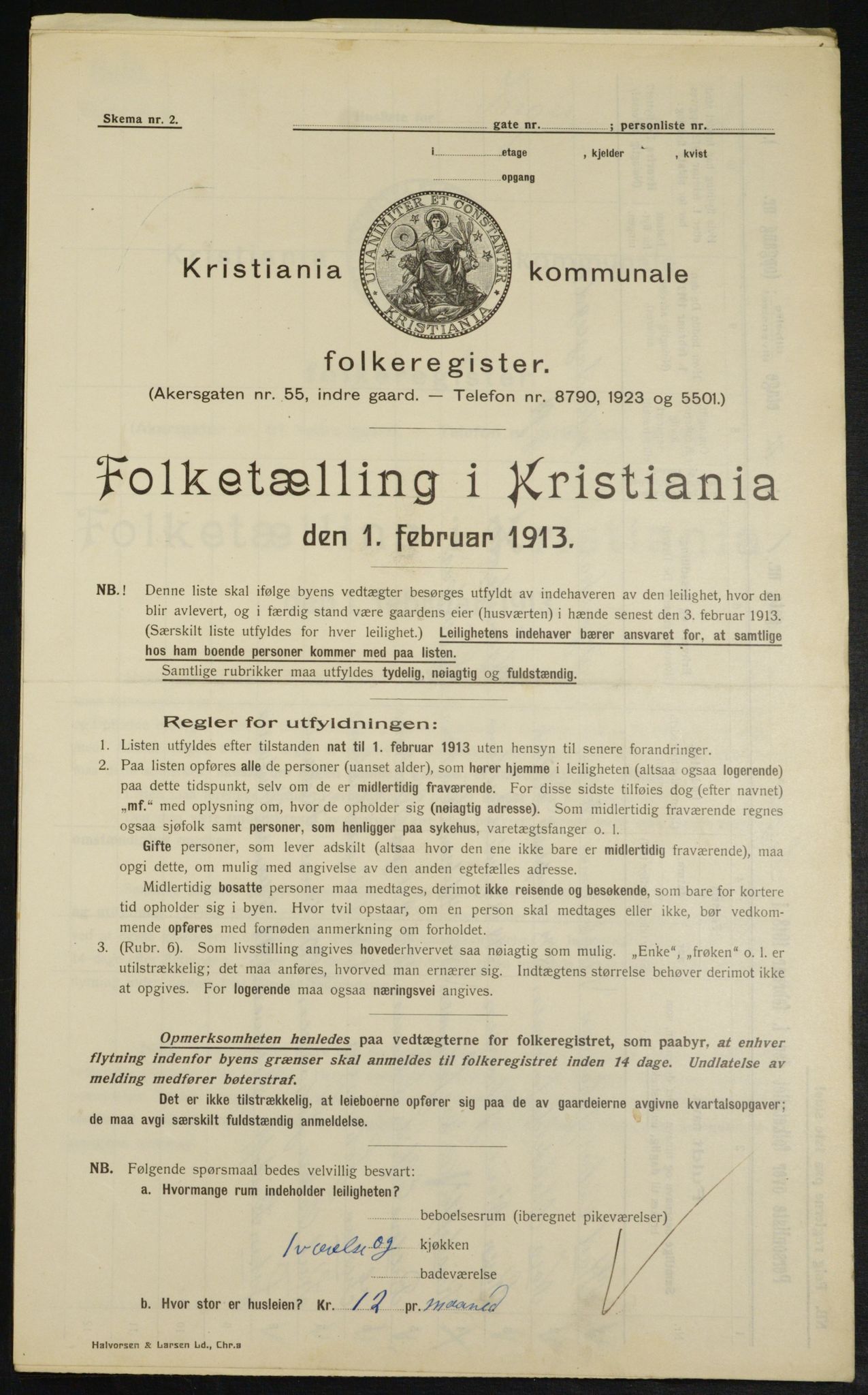 OBA, Kommunal folketelling 1.2.1913 for Kristiania, 1913, s. 43723