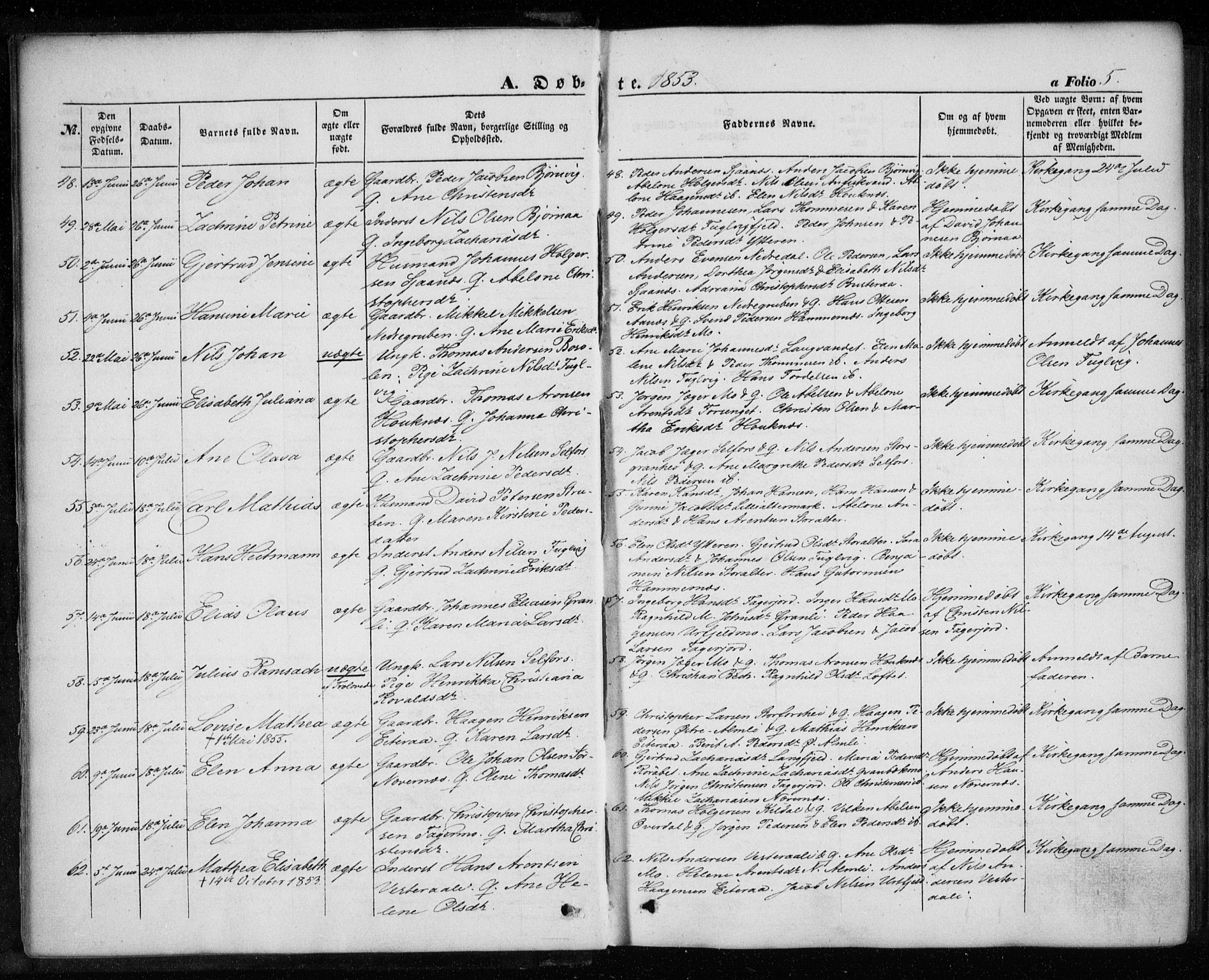 Ministerialprotokoller, klokkerbøker og fødselsregistre - Nordland, AV/SAT-A-1459/827/L0392: Ministerialbok nr. 827A04, 1853-1866, s. 5