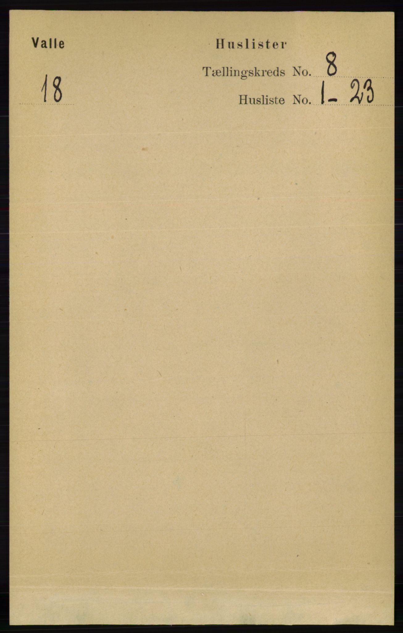 RA, Folketelling 1891 for 0940 Valle herred, 1891, s. 2211