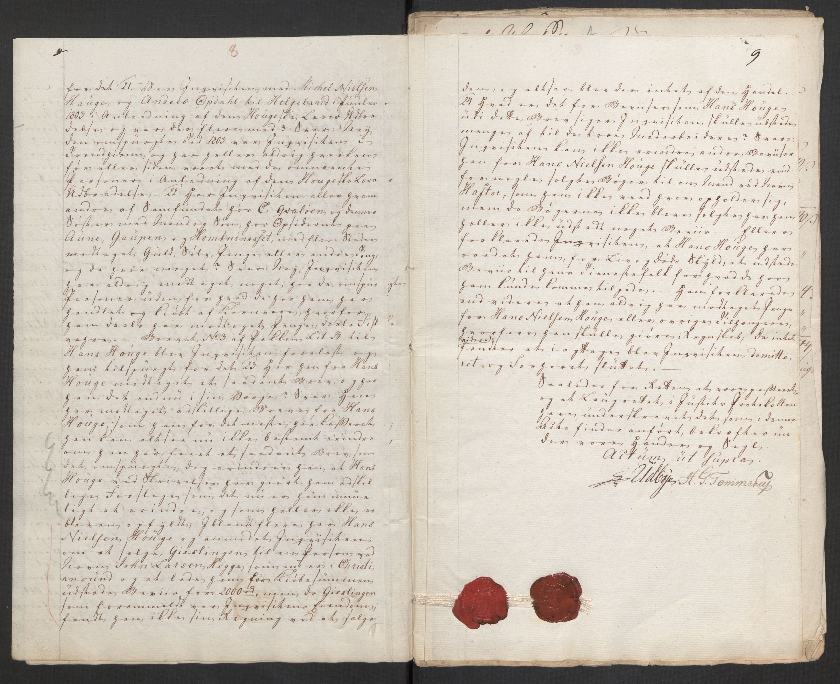 Justisdepartementet, Kommisjon i saken mot Hans Nielsen Hauge 1804, AV/RA-S-1151/D/L0005: Hans Nielsen Hauges sak, 1813, s. 110