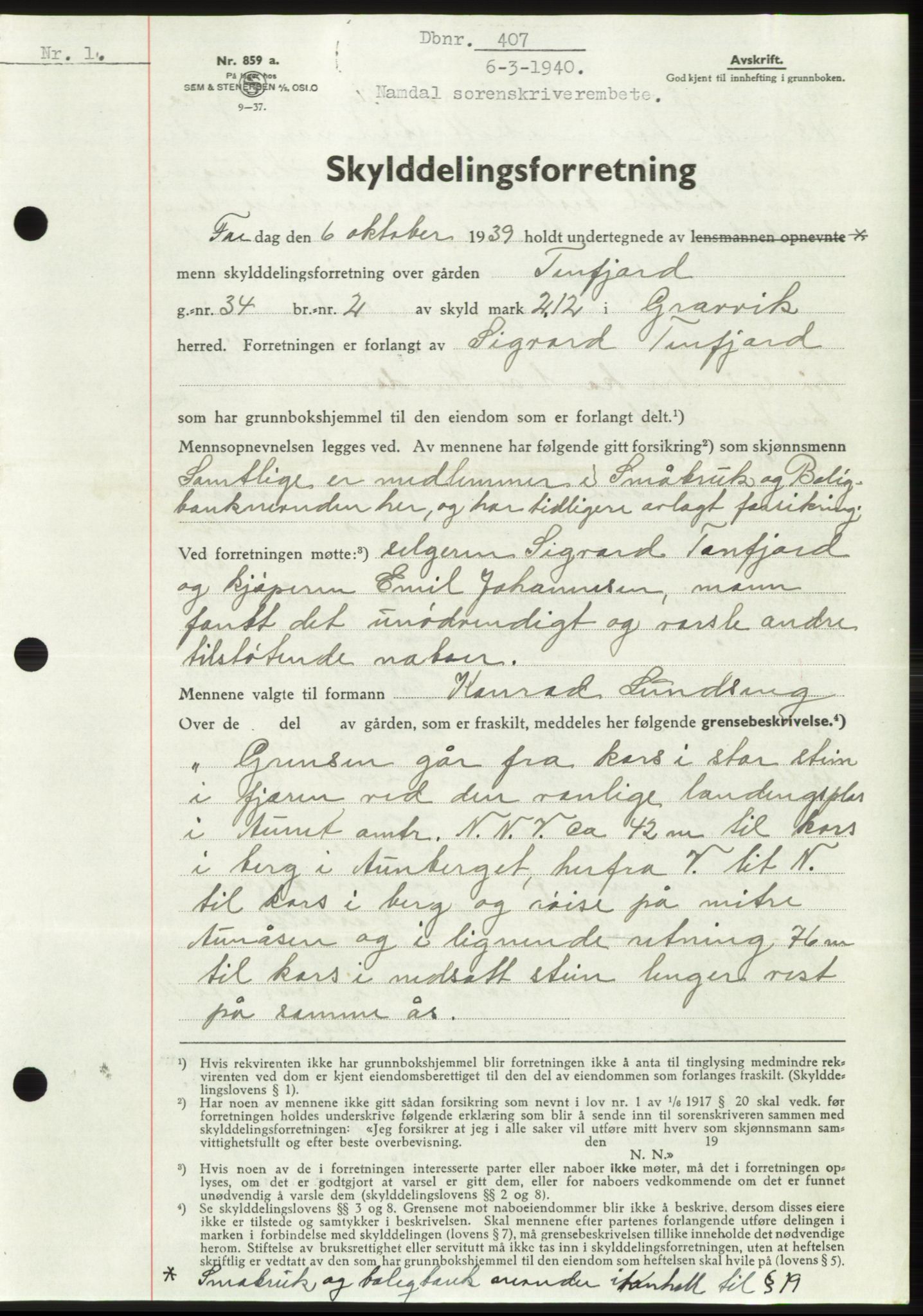 Namdal sorenskriveri, SAT/A-4133/1/2/2C: Pantebok nr. -, 1940-1941, Tingl.dato: 06.03.1940