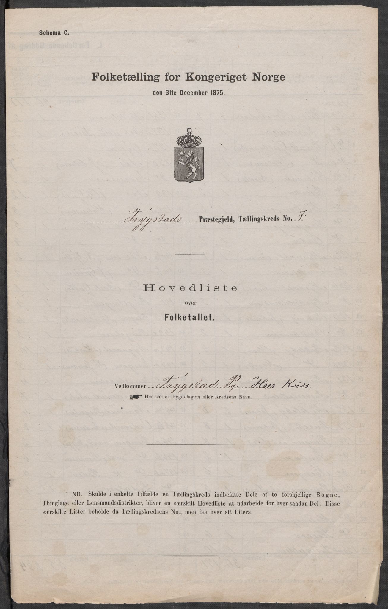 RA, Folketelling 1875 for 0122P Trøgstad prestegjeld, 1875, s. 19