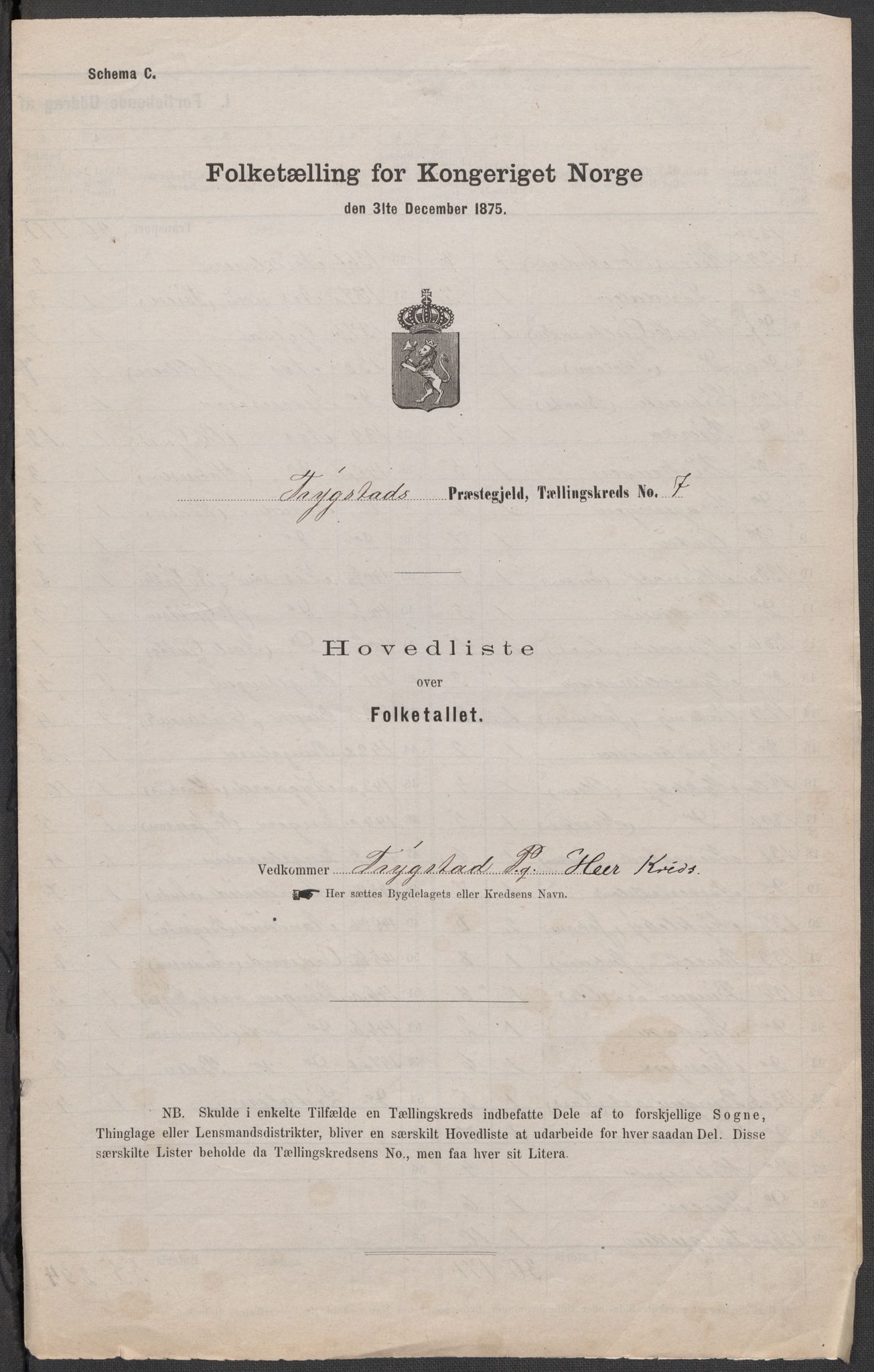 RA, Folketelling 1875 for 0122P Trøgstad prestegjeld, 1875, s. 19