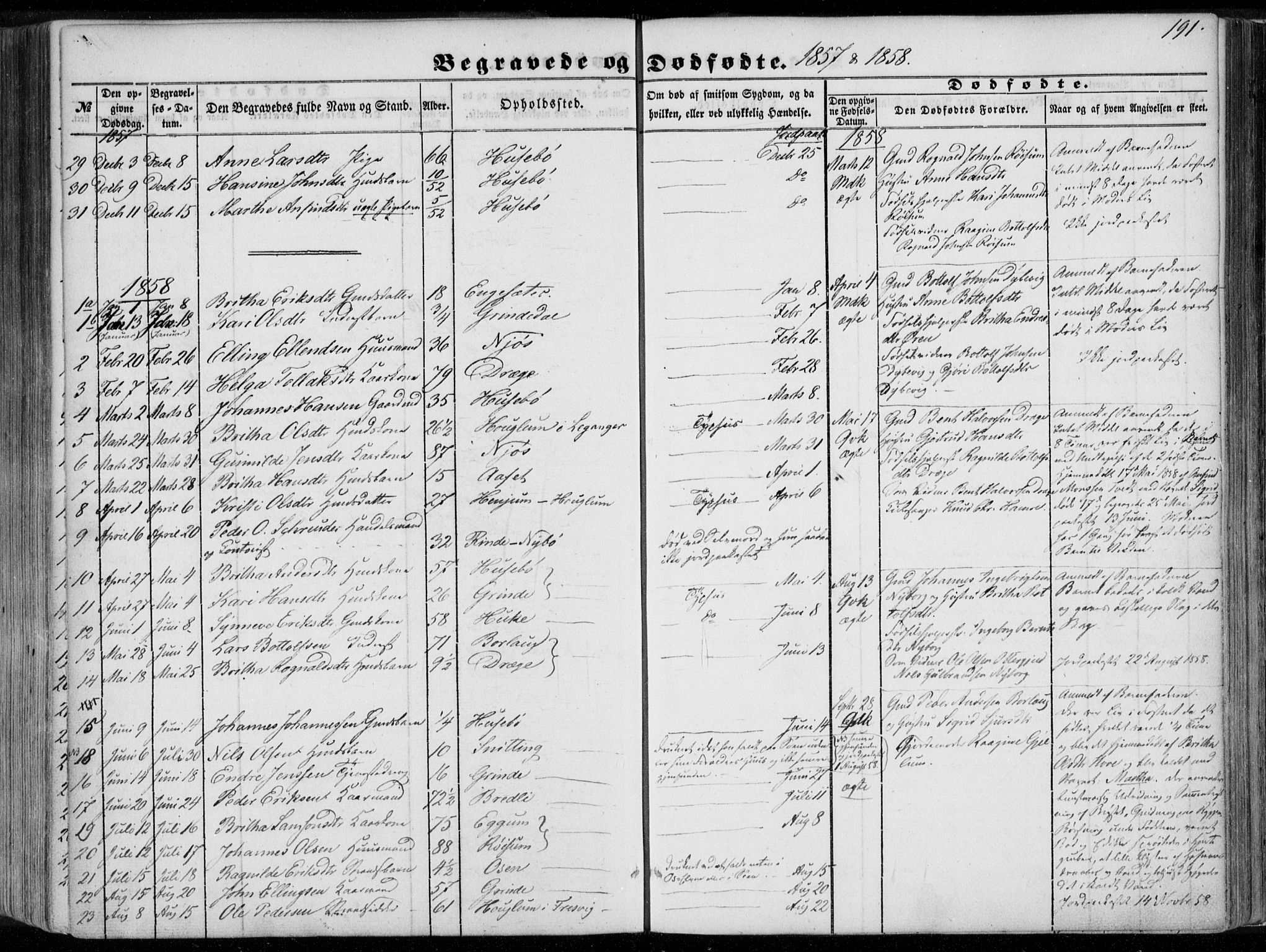 Leikanger sokneprestembete, AV/SAB-A-81001/H/Haa/Haaa/L0008: Ministerialbok nr. A 8, 1852-1868, s. 191