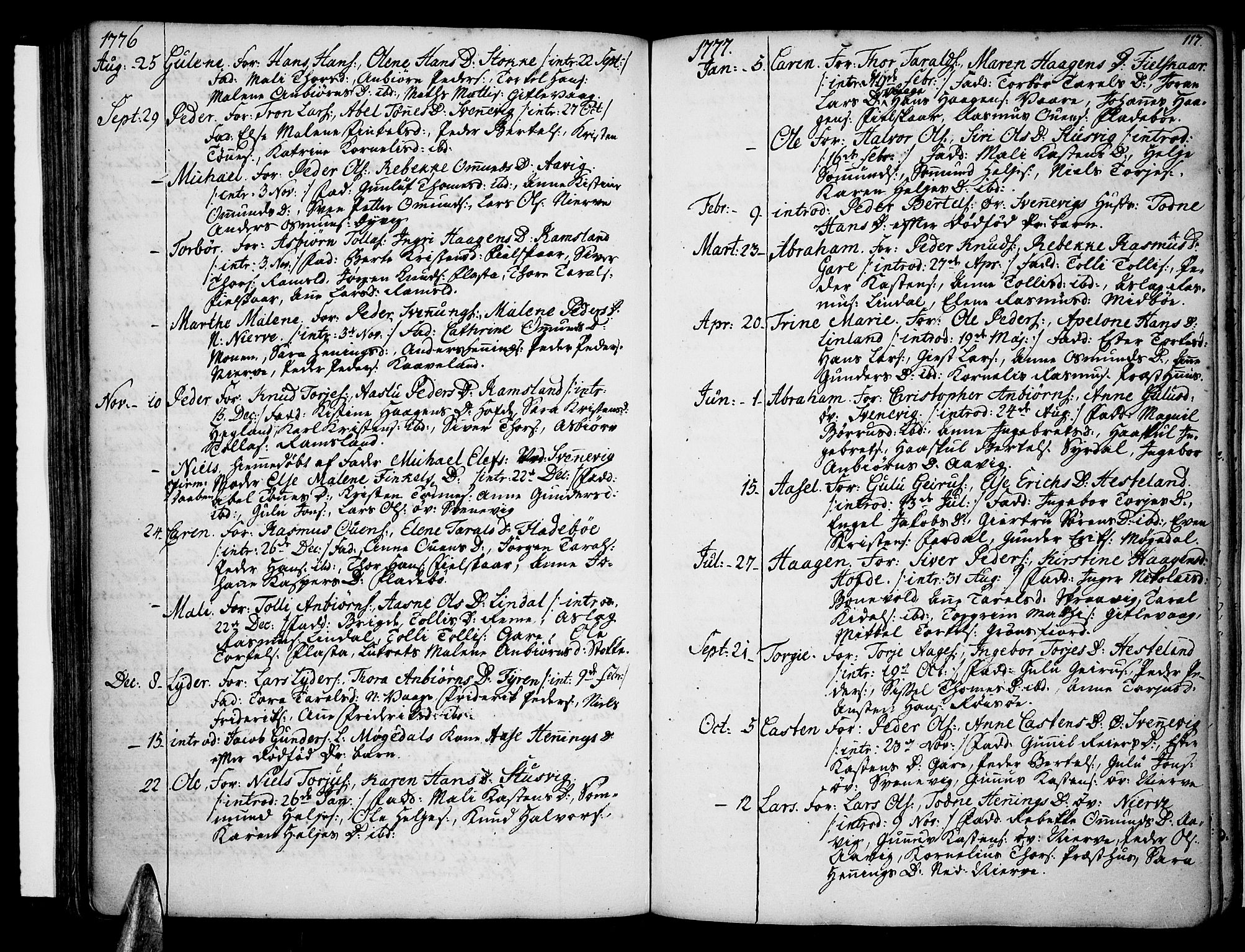 Sør-Audnedal sokneprestkontor, AV/SAK-1111-0039/F/Fa/Fab/L0002: Ministerialbok nr. A 2 /2, 1770-1804, s. 117