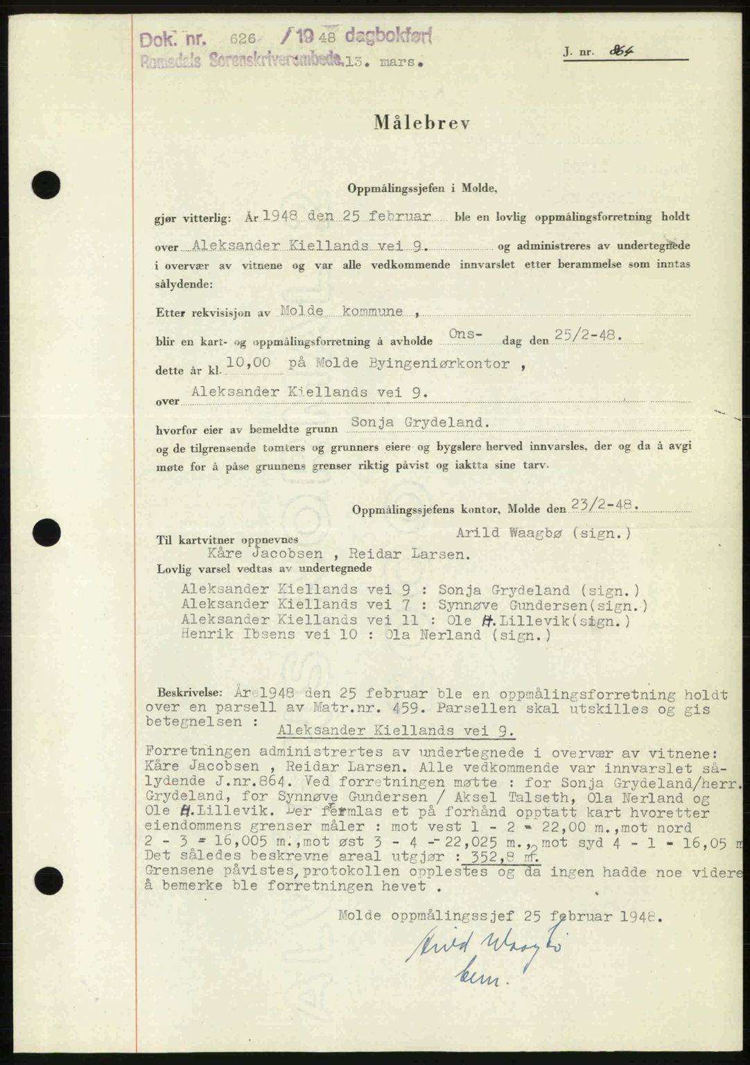 Romsdal sorenskriveri, SAT/A-4149/1/2/2C: Pantebok nr. A25, 1948-1948, Dagboknr: 626/1948