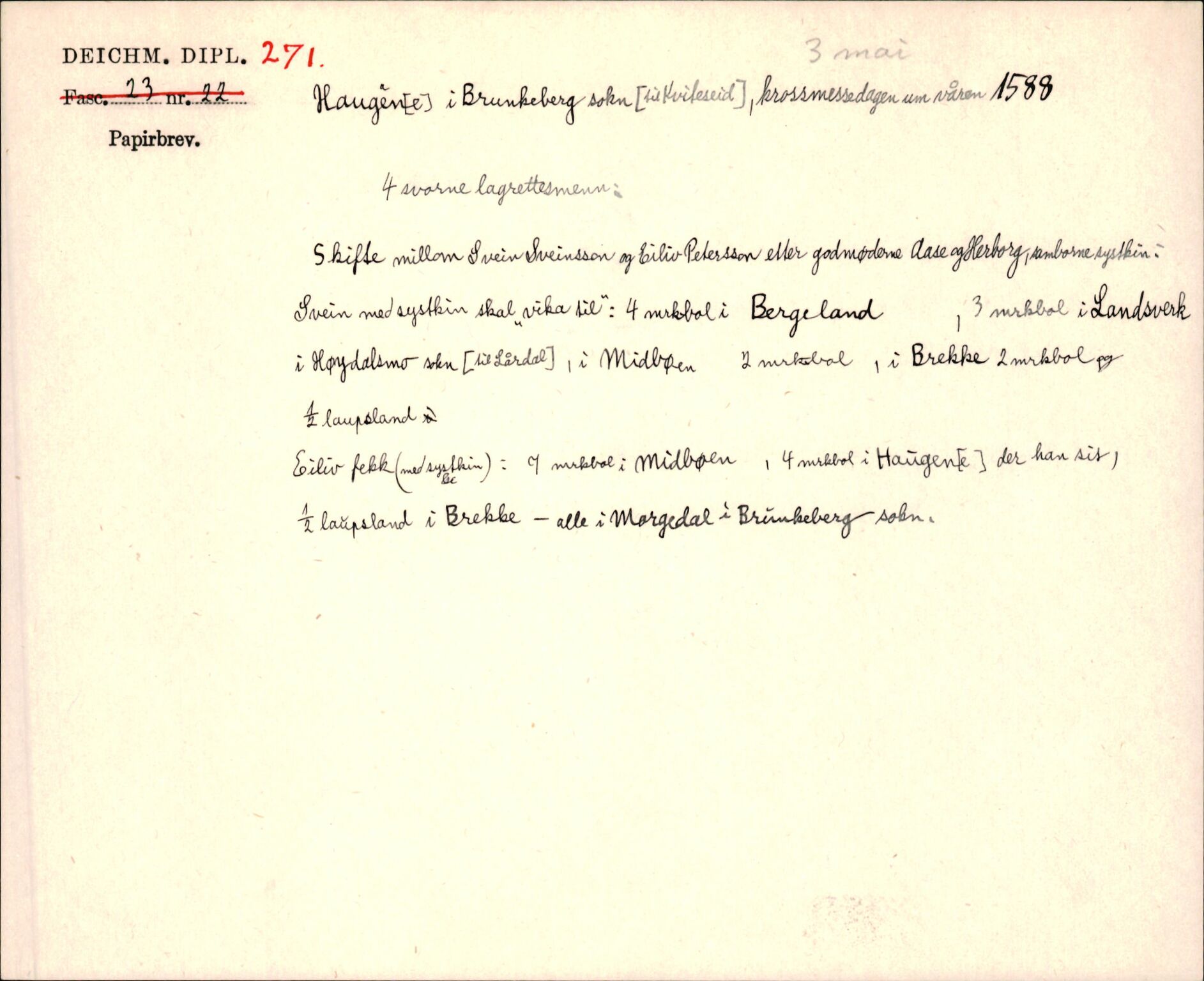 Riksarkivets diplomsamling, AV/RA-EA-5965/F35/F35j/L0001: Regestsedler: Deichmanske diplomer nr. 1-450, s. 561