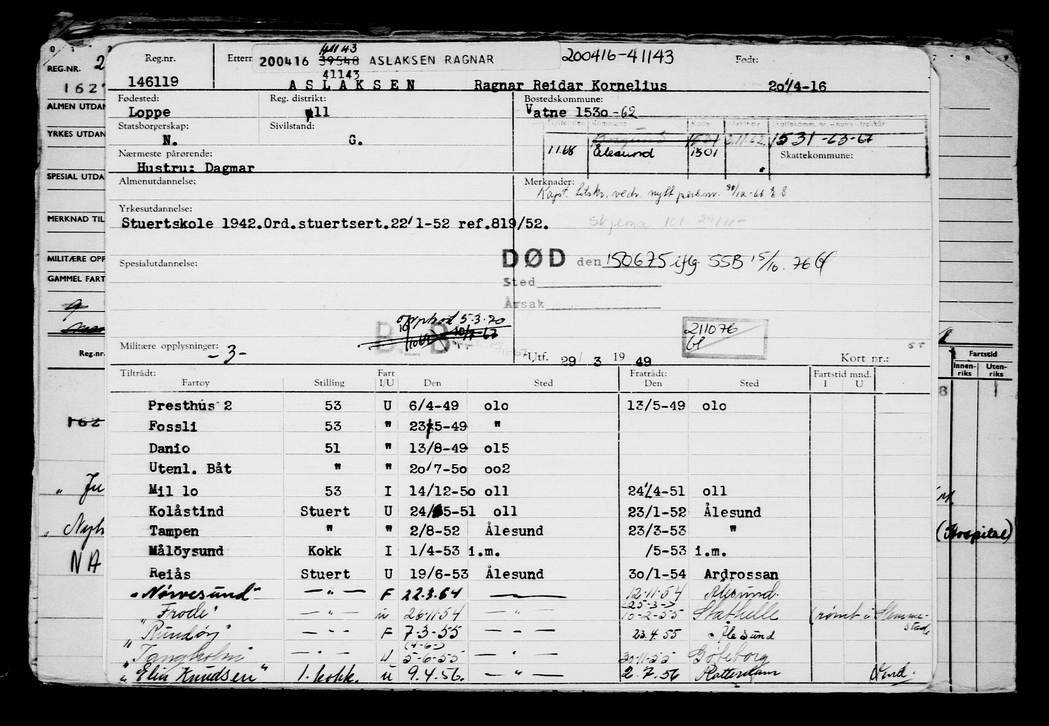 Direktoratet for sjømenn, RA/S-3545/G/Gb/L0138: Hovedkort, 1916, s. 399