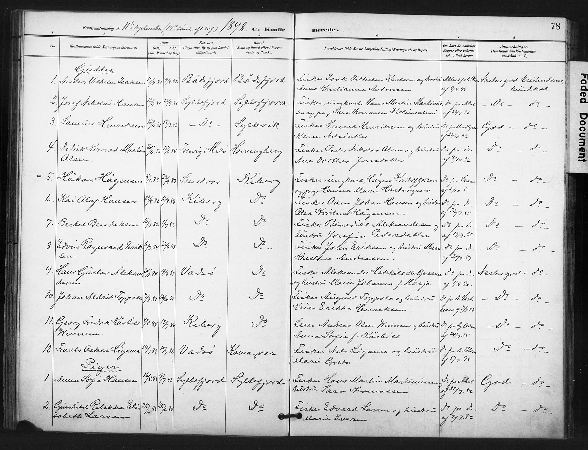 Vardø sokneprestkontor, AV/SATØ-S-1332/H/Ha/L0011kirke: Ministerialbok nr. 11, 1897-1911, s. 78
