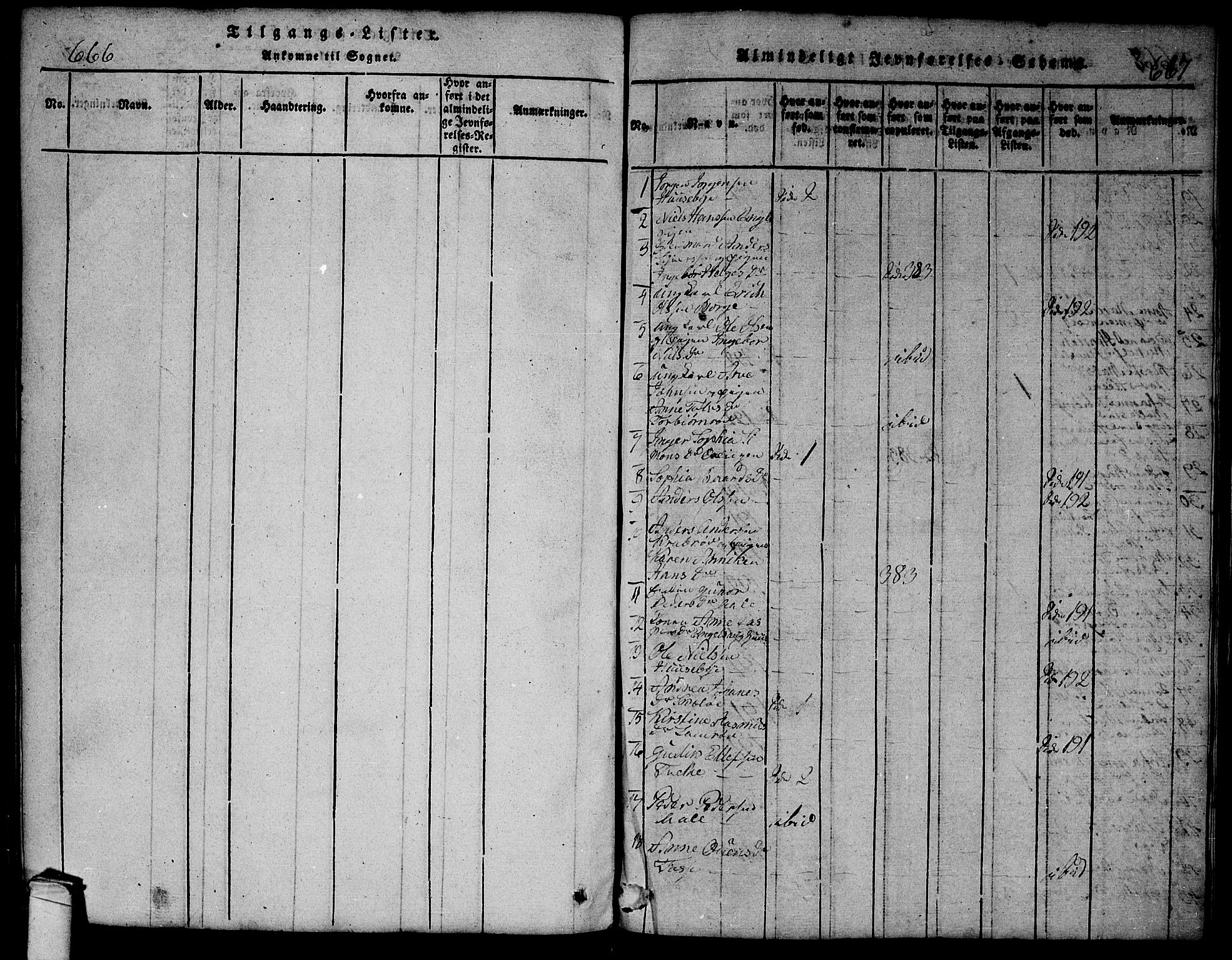 Onsøy prestekontor Kirkebøker, AV/SAO-A-10914/G/Ga/L0001: Klokkerbok nr. I 1, 1814-1840, s. 666-667