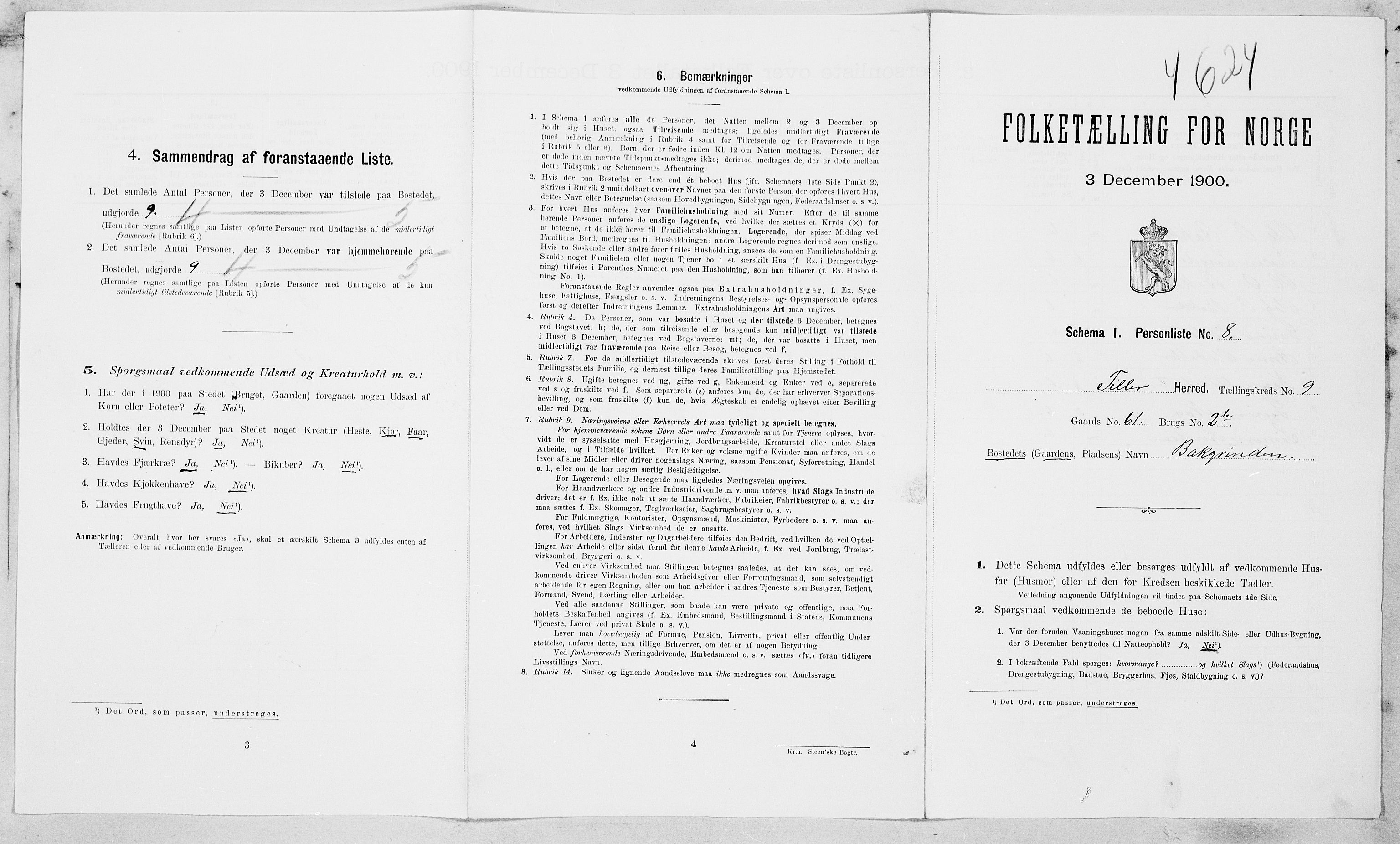 SAT, Folketelling 1900 for 1661 Tiller herred, 1900, s. 182
