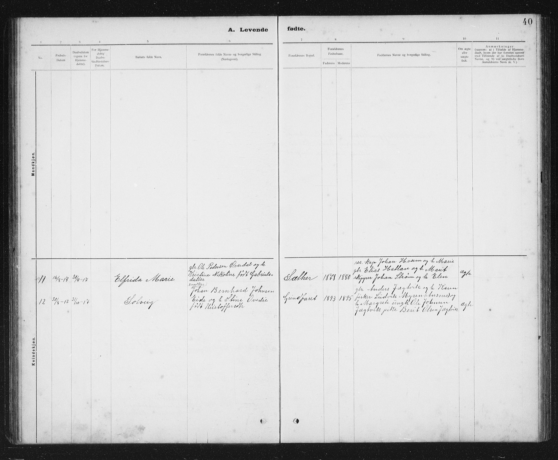 Ministerialprotokoller, klokkerbøker og fødselsregistre - Sør-Trøndelag, AV/SAT-A-1456/637/L0563: Klokkerbok nr. 637C04, 1899-1940, s. 40